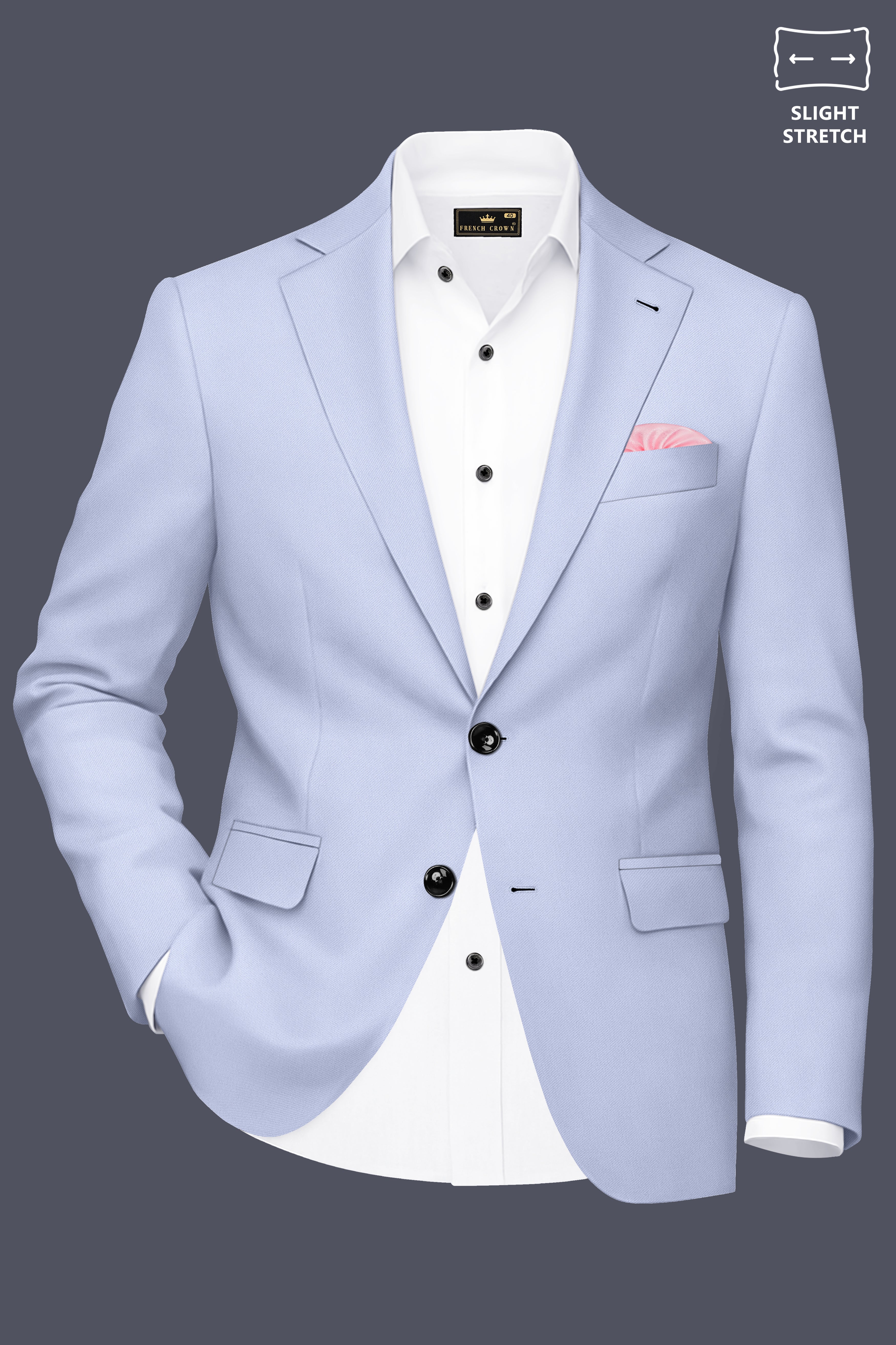 Azure-Periwinkle Blue Wool Rich Slight Stretch Single Breasted Suit