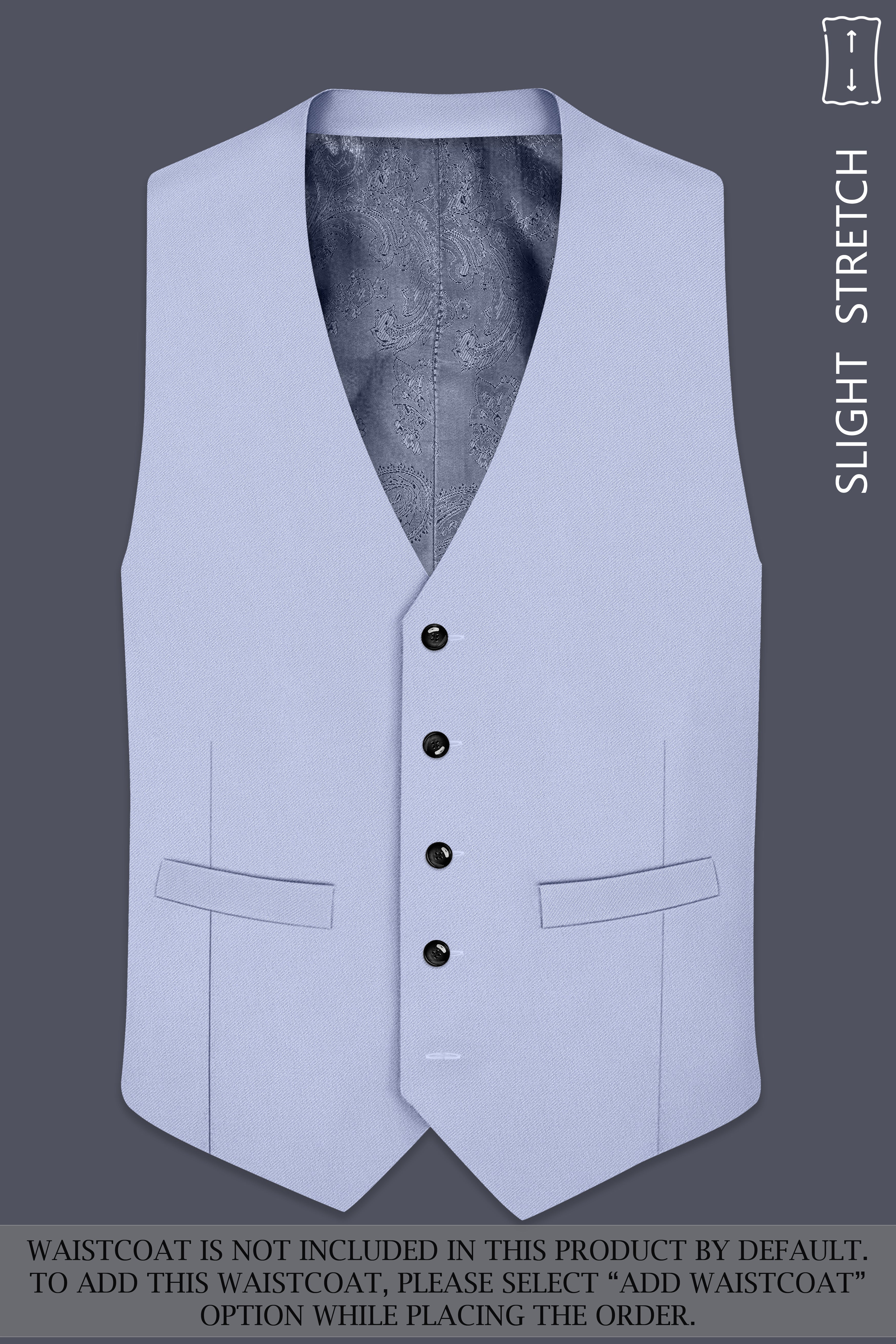 Azure-Periwinkle Blue Wool Rich Slight Stretch Single Breasted Suit