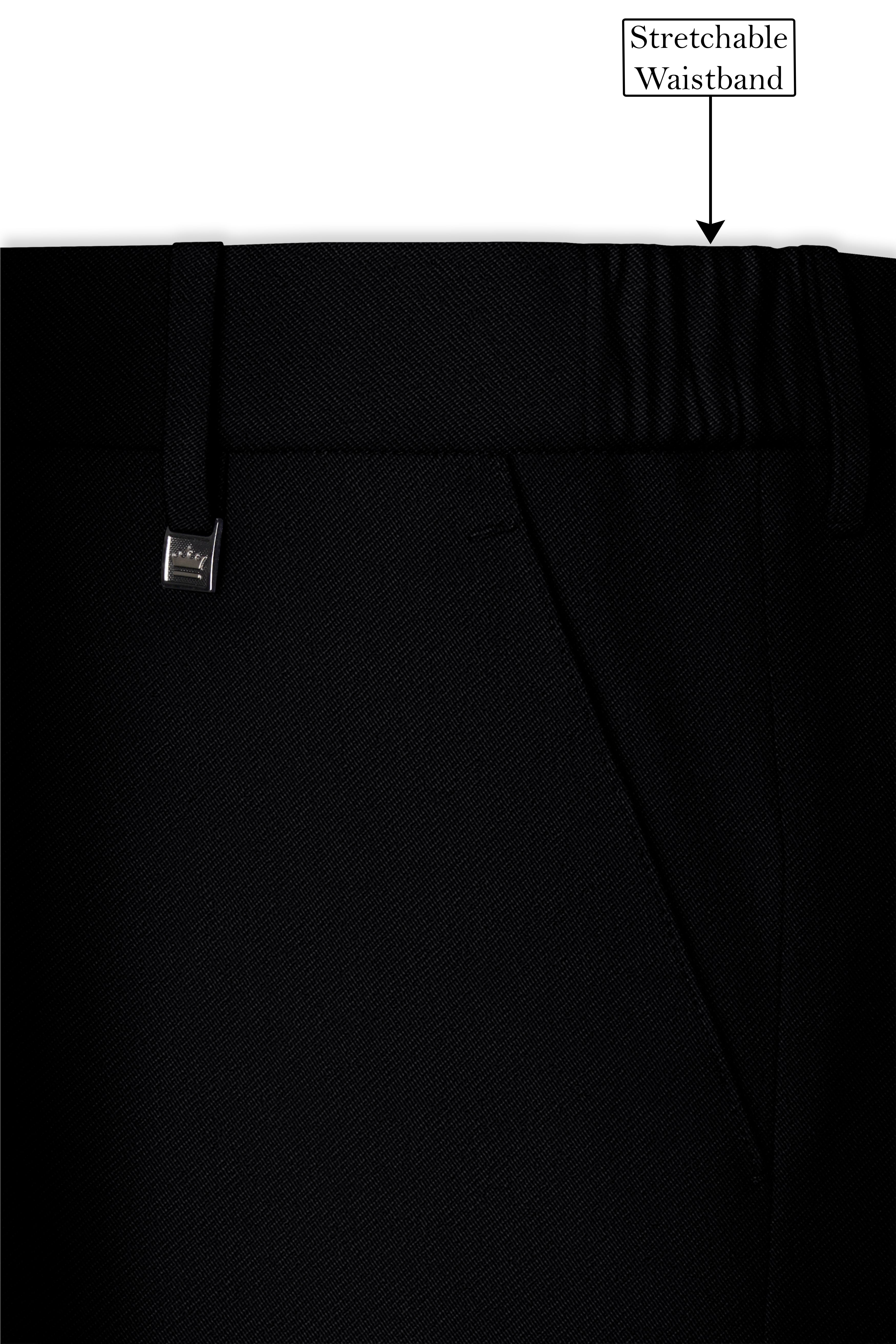 Noir-Jade Black Wool Rich Slight Stretch Single Breasted Suit