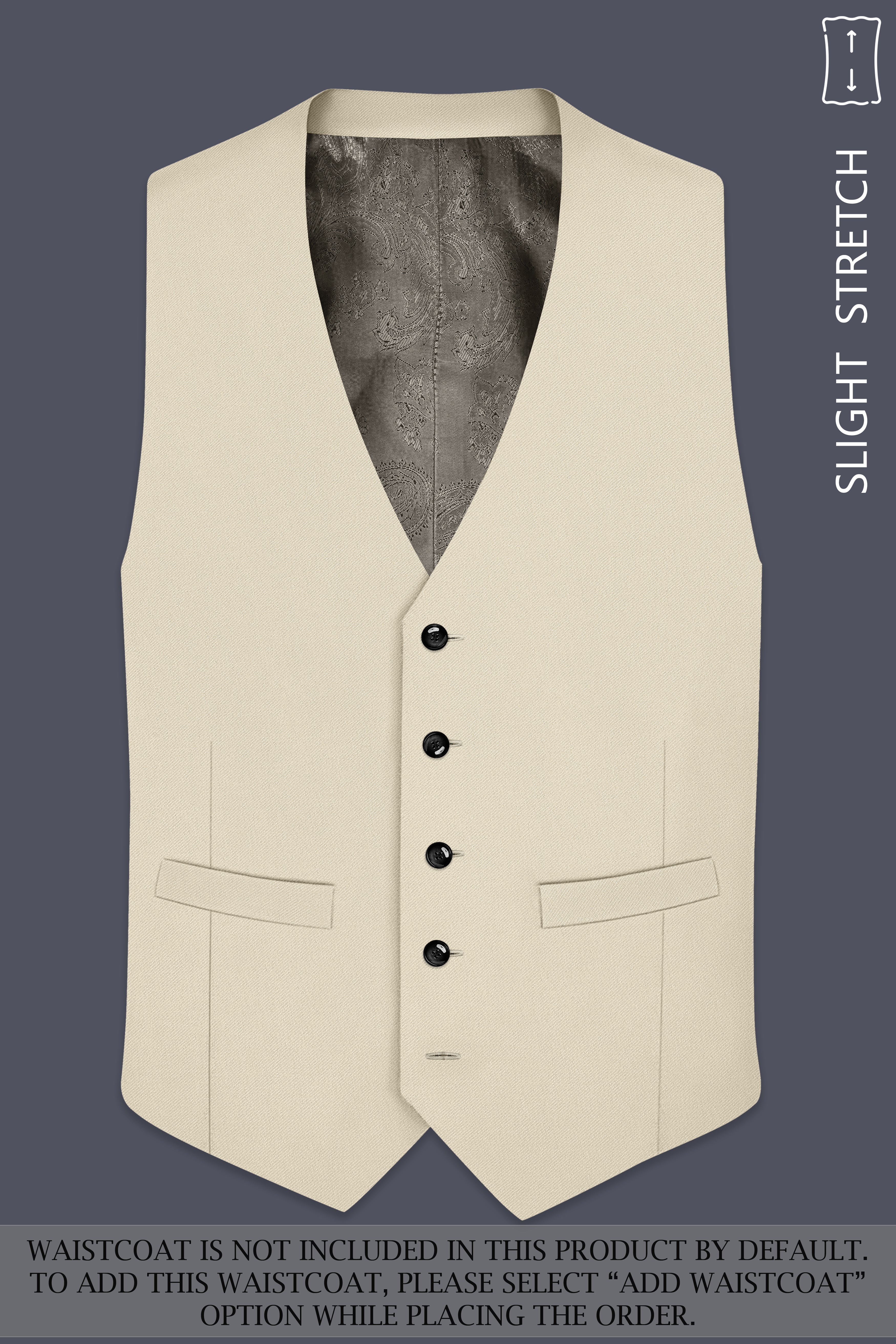 Ivora-Almond Cream Wool Rich Slight Stretch Single Breasted Suit