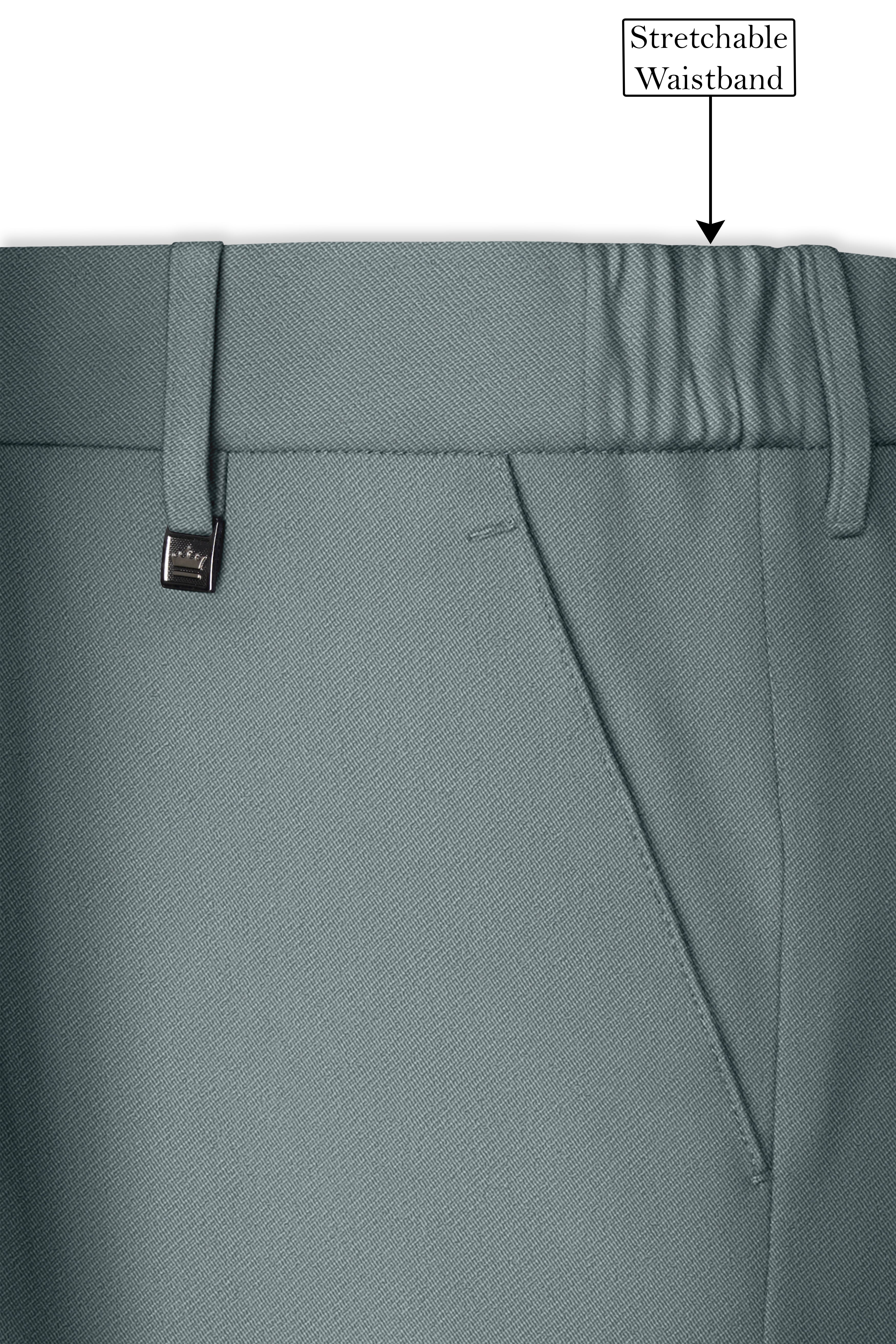 Verdant-Raven Green Wool Rich Slight Stretch Single Breasted Suit