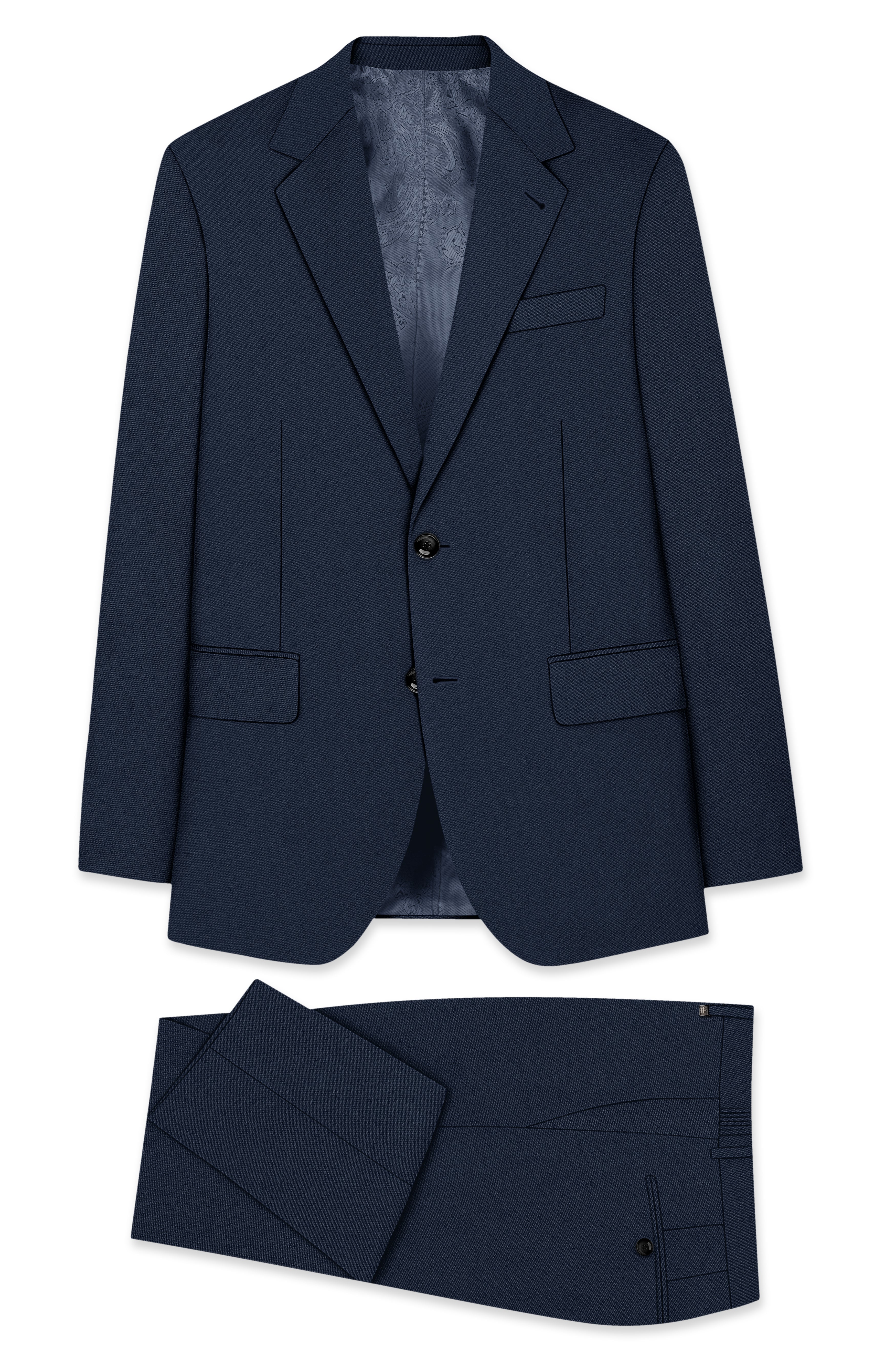 Nautis-Baltic Blue Wool Rich Slight Stretch Single Breasted Suit