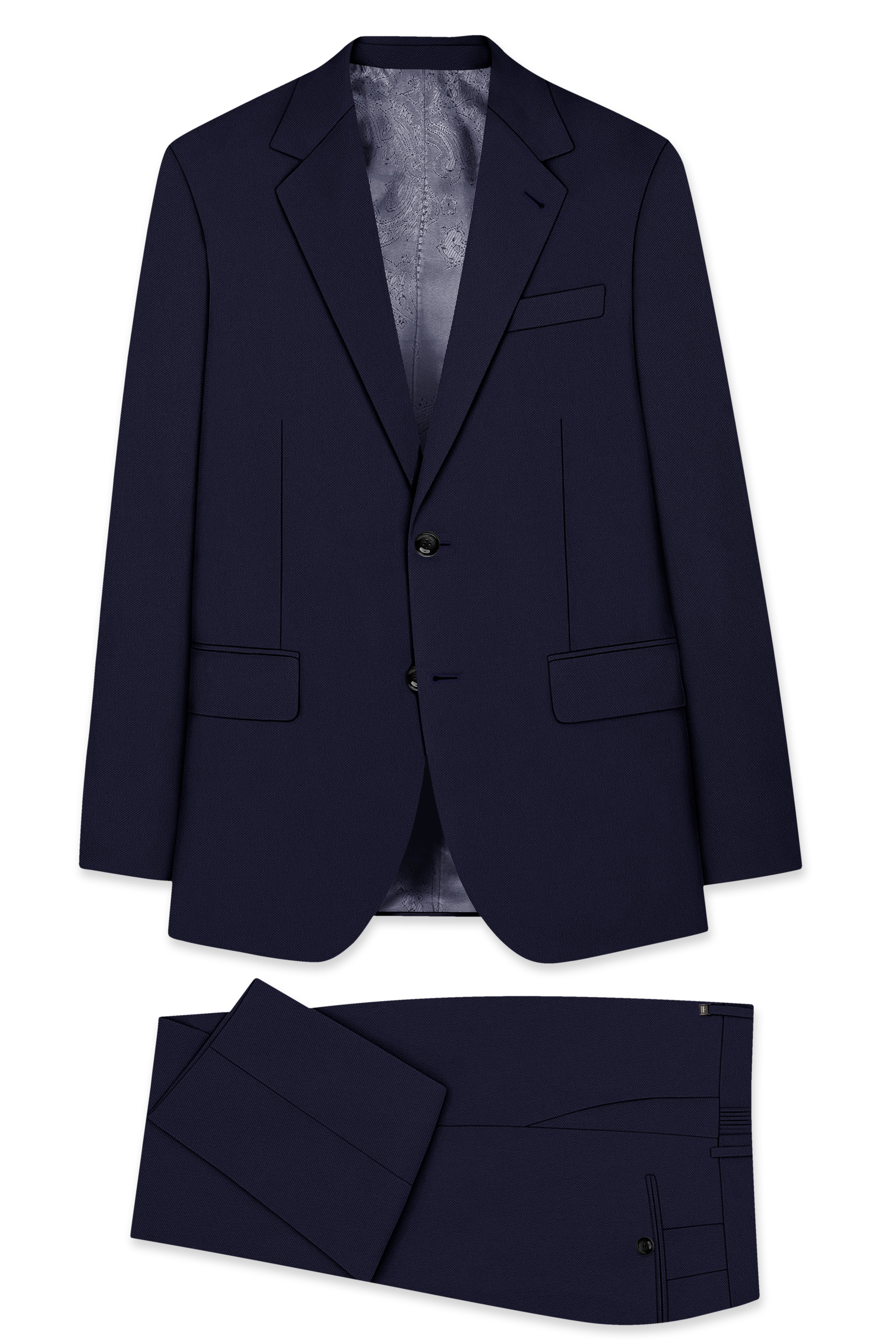 Azure-Baltic Sea Blue Wool Rich Slight Stretch Single Breasted Suit