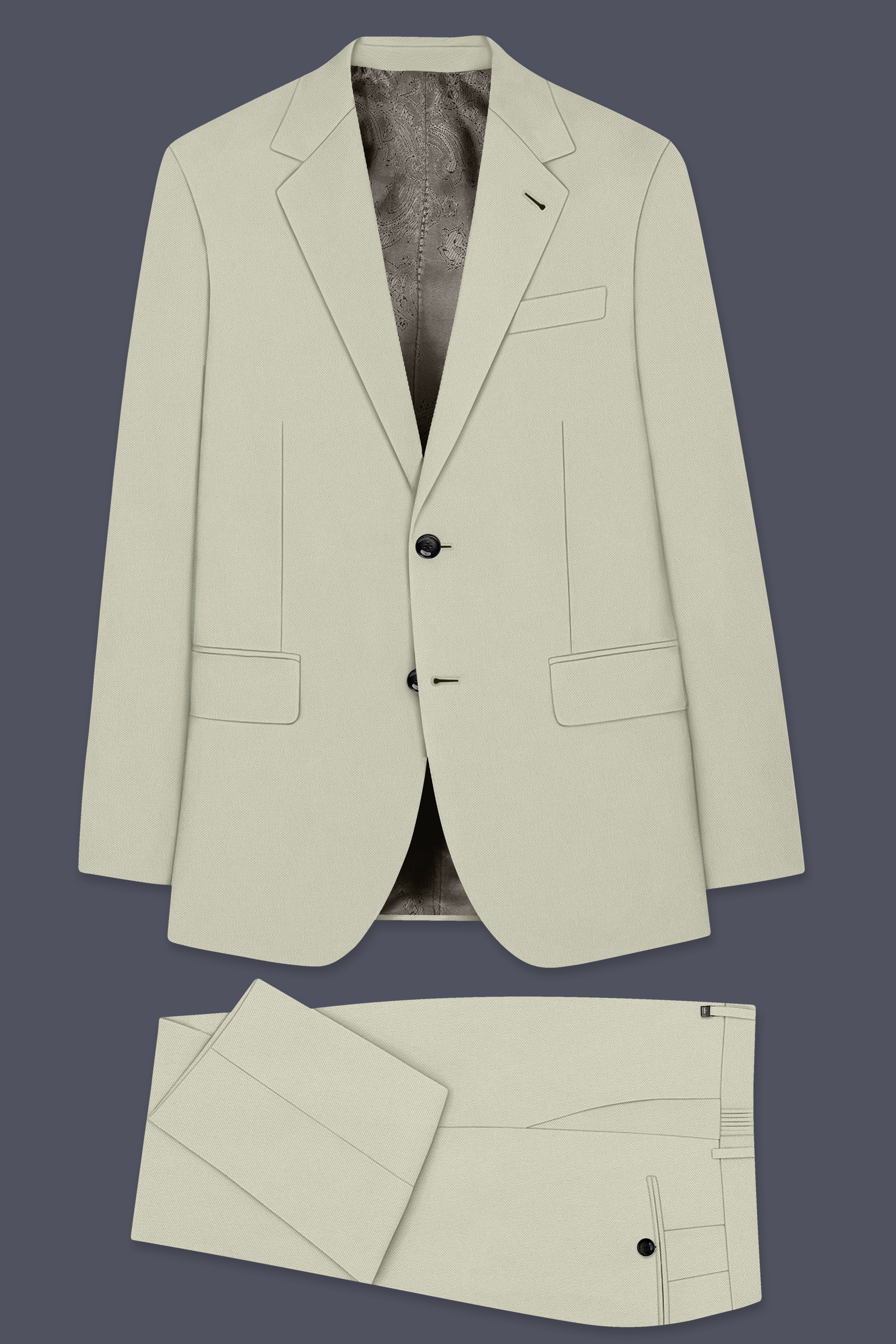 Verde-Tana Green Wool Rich Slight Stretch Single Breasted Suit