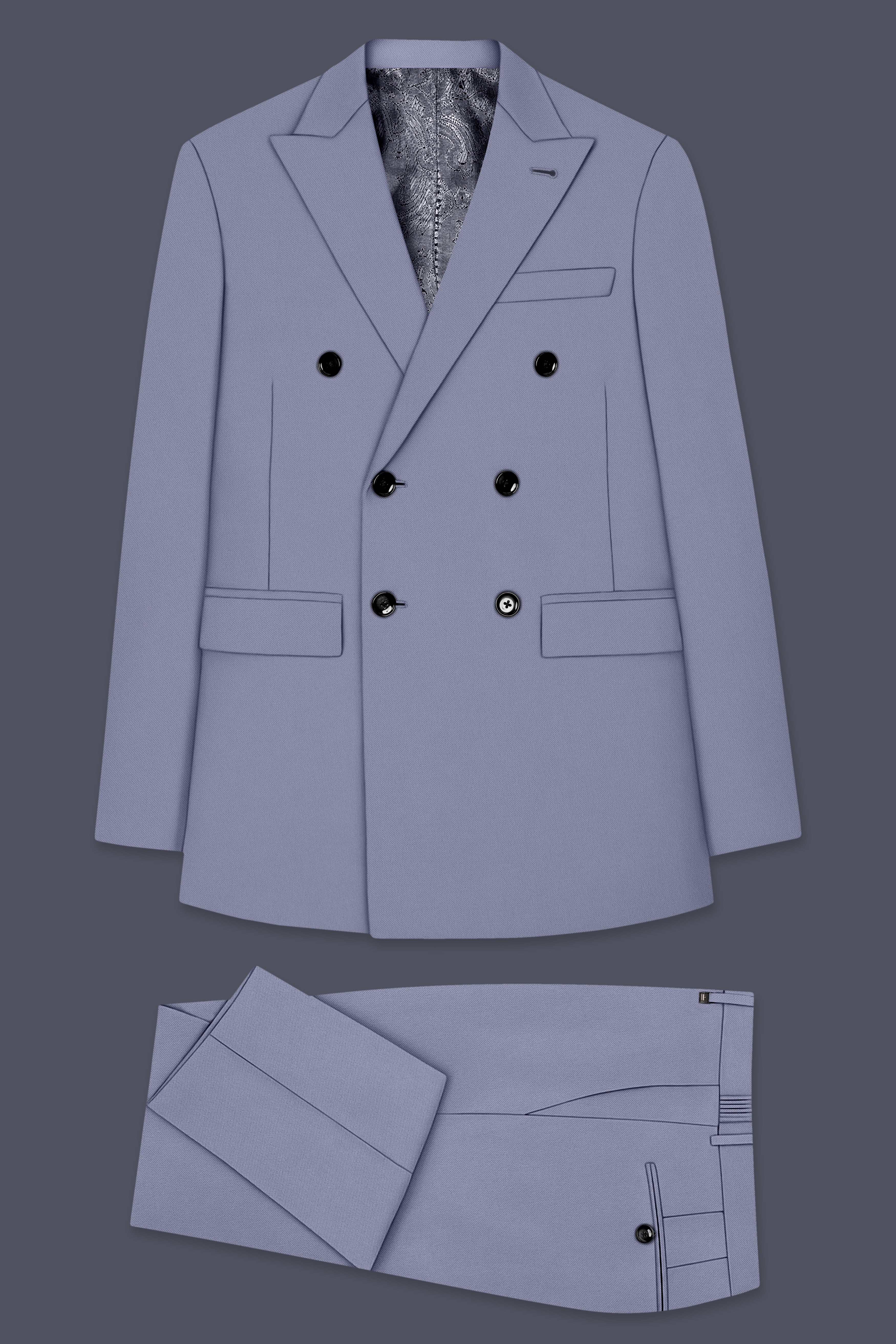 Sterling-Manatee Gray Wool Rich Slight Stretch Double Breasted Suit