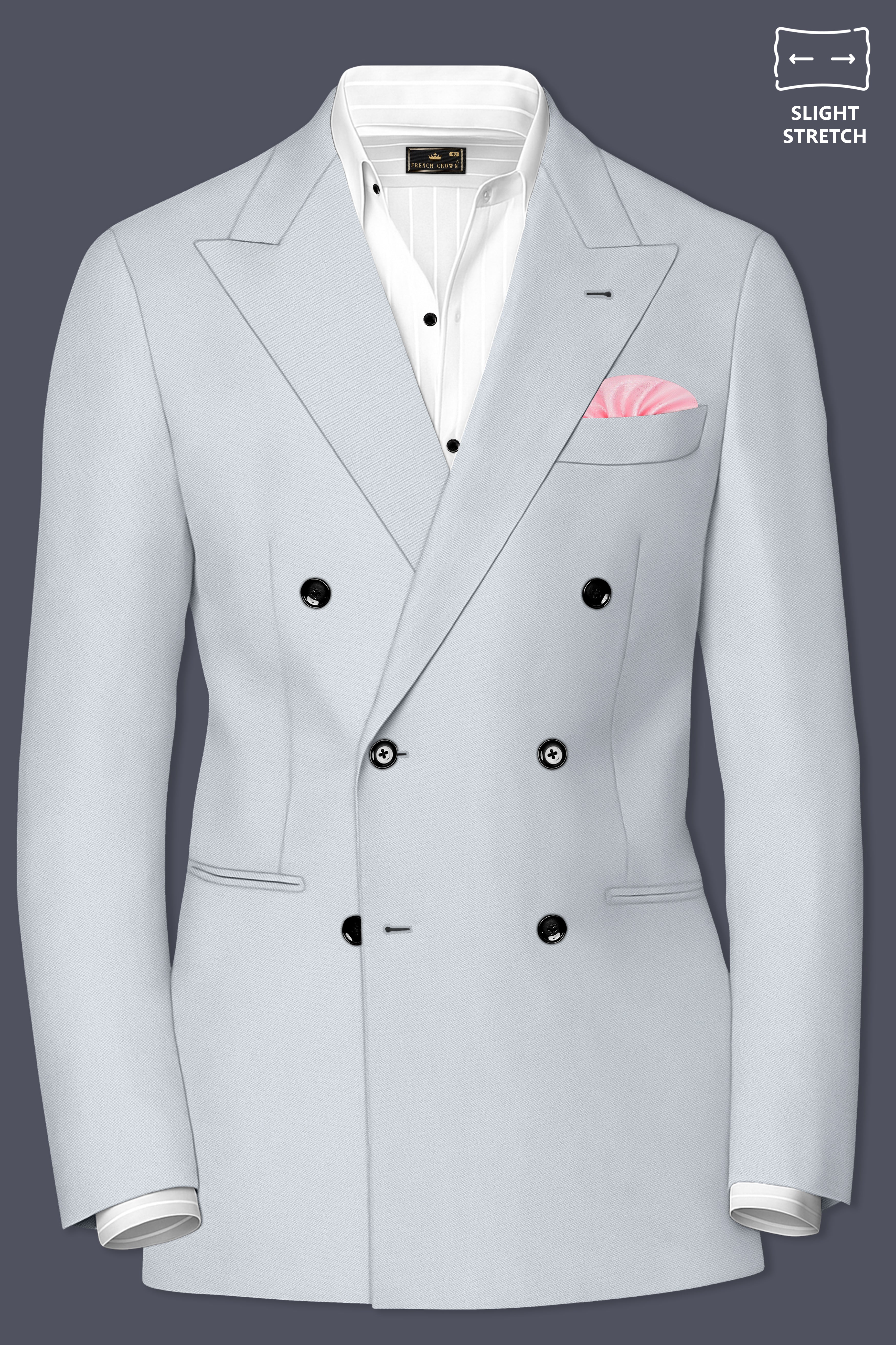 Slate-Mystic Gray Wool Rich Slight Stretch Double Breasted Suit
