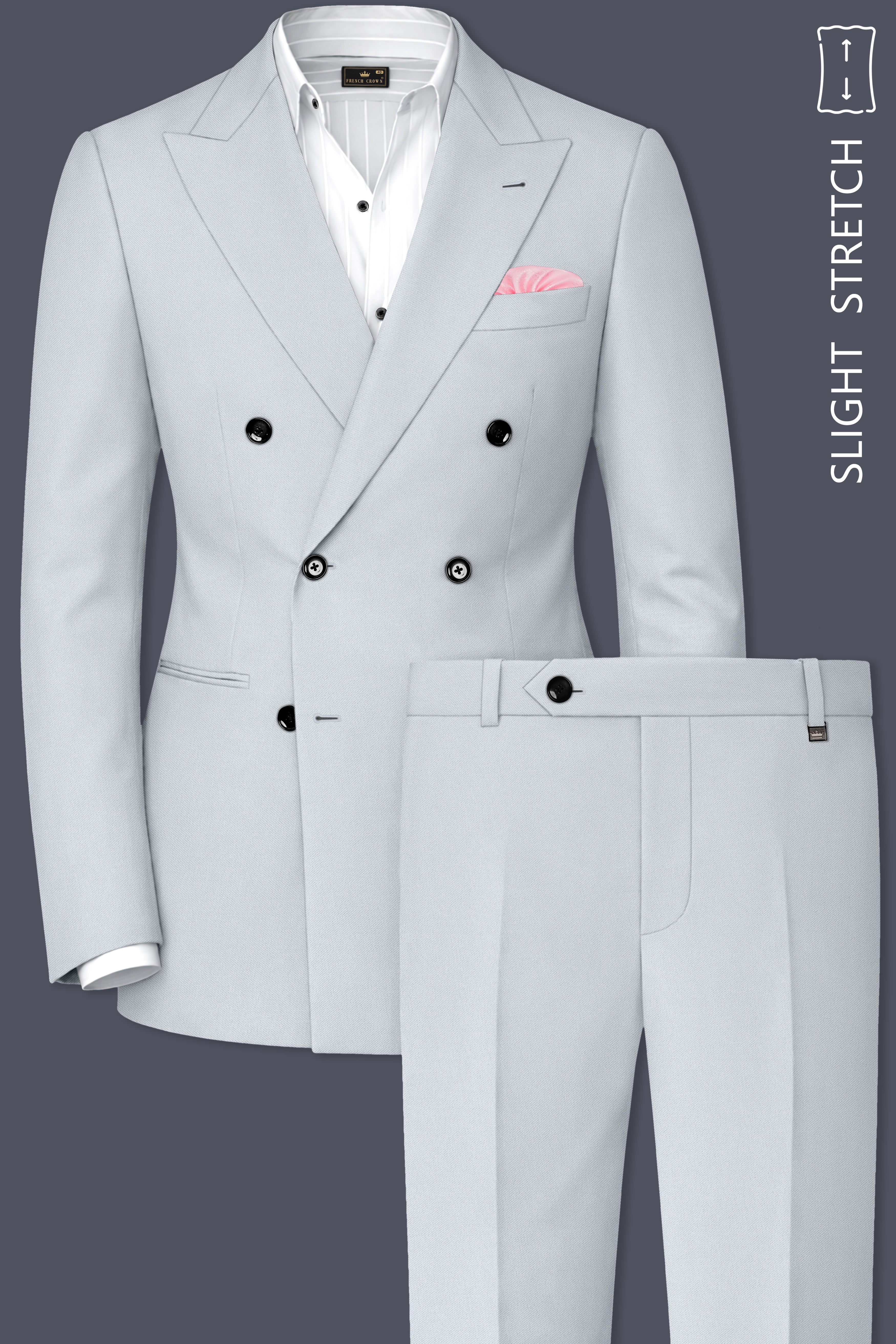 Slate-Mystic Gray Wool Rich Slight Stretch Double Breasted Suit