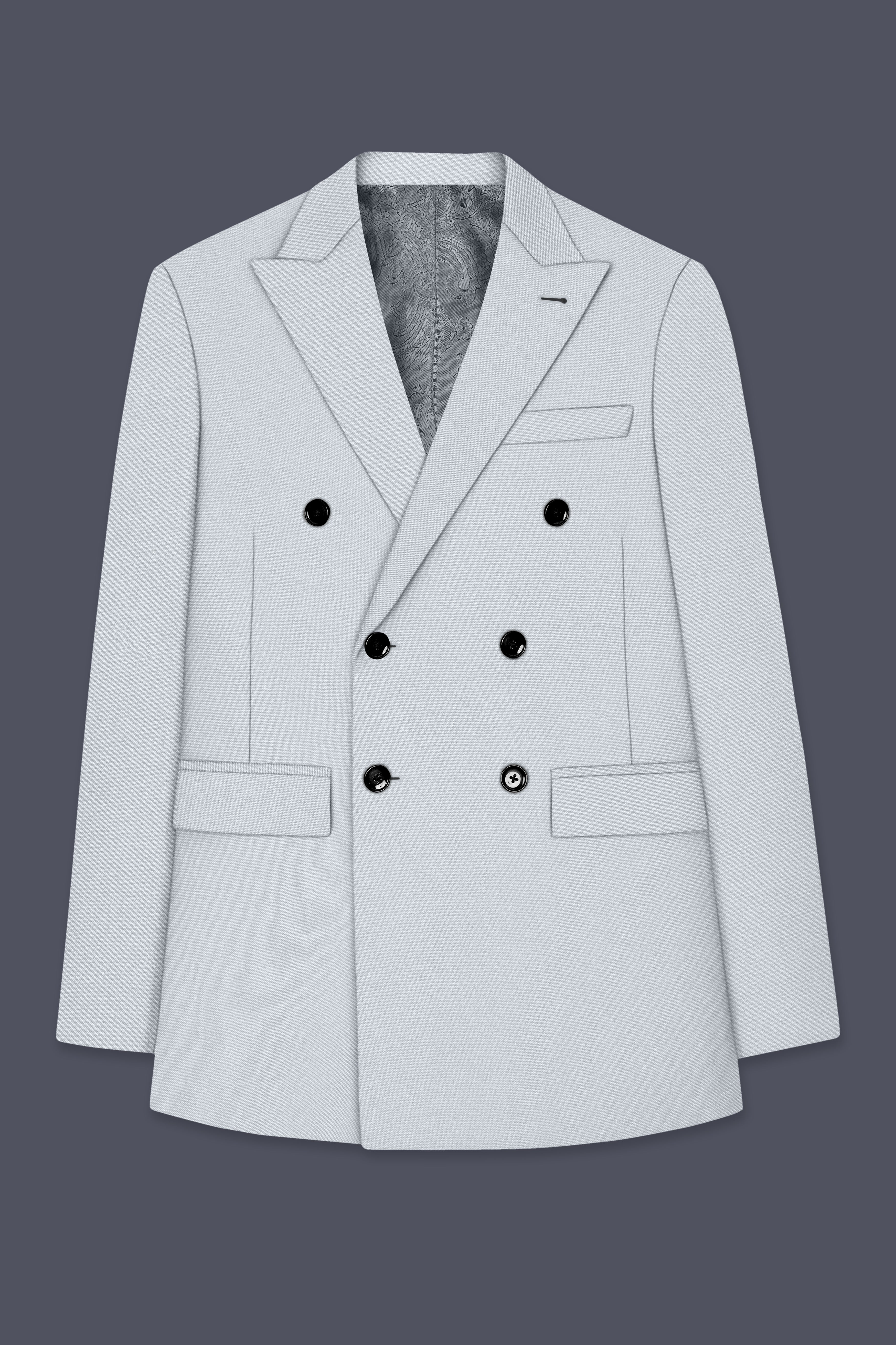 Slate-Mystic Gray Wool Rich Slight Stretch Double Breasted Suit