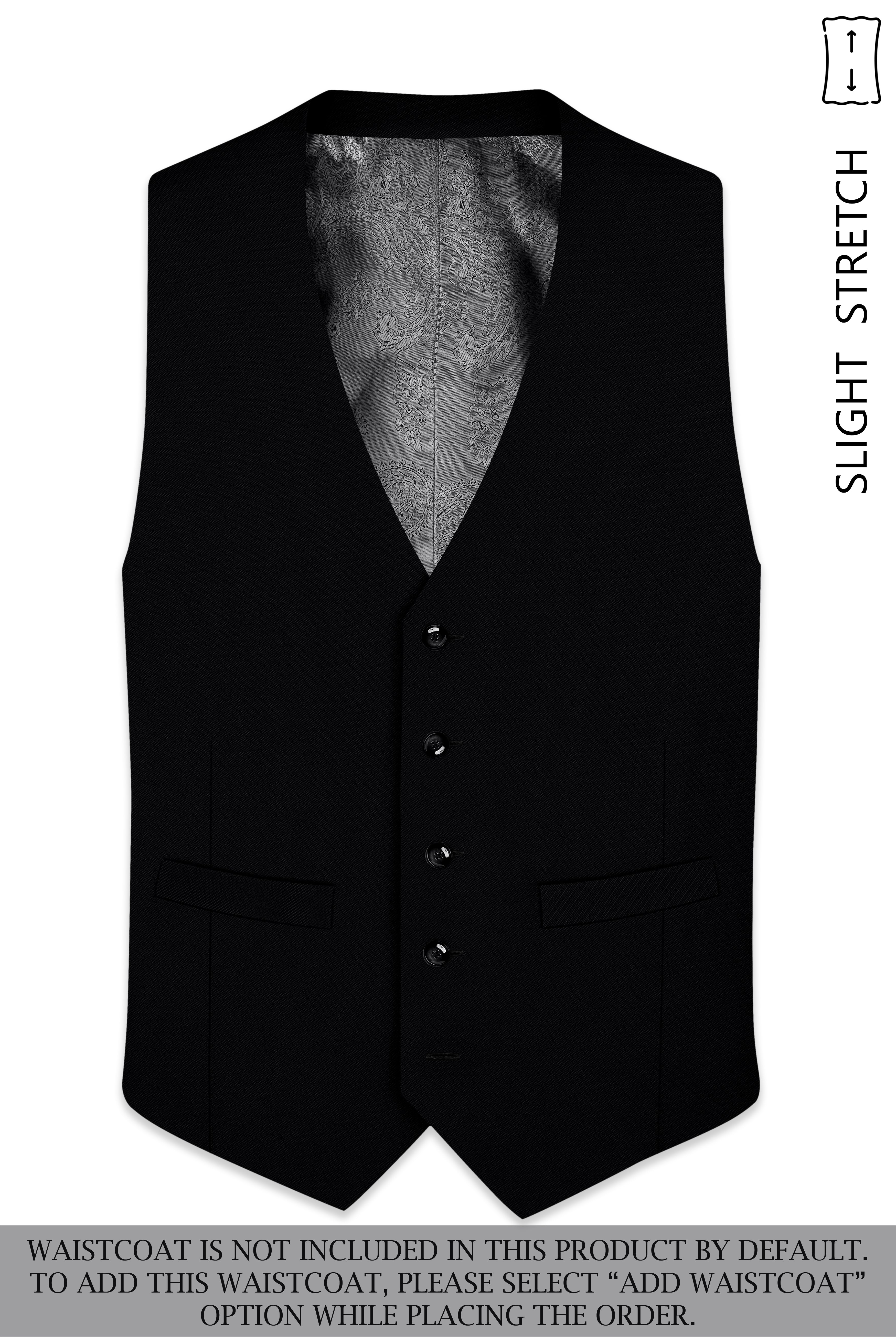 Noir-Jade Black Wool Rich Slight Stretch Double Breasted Suit