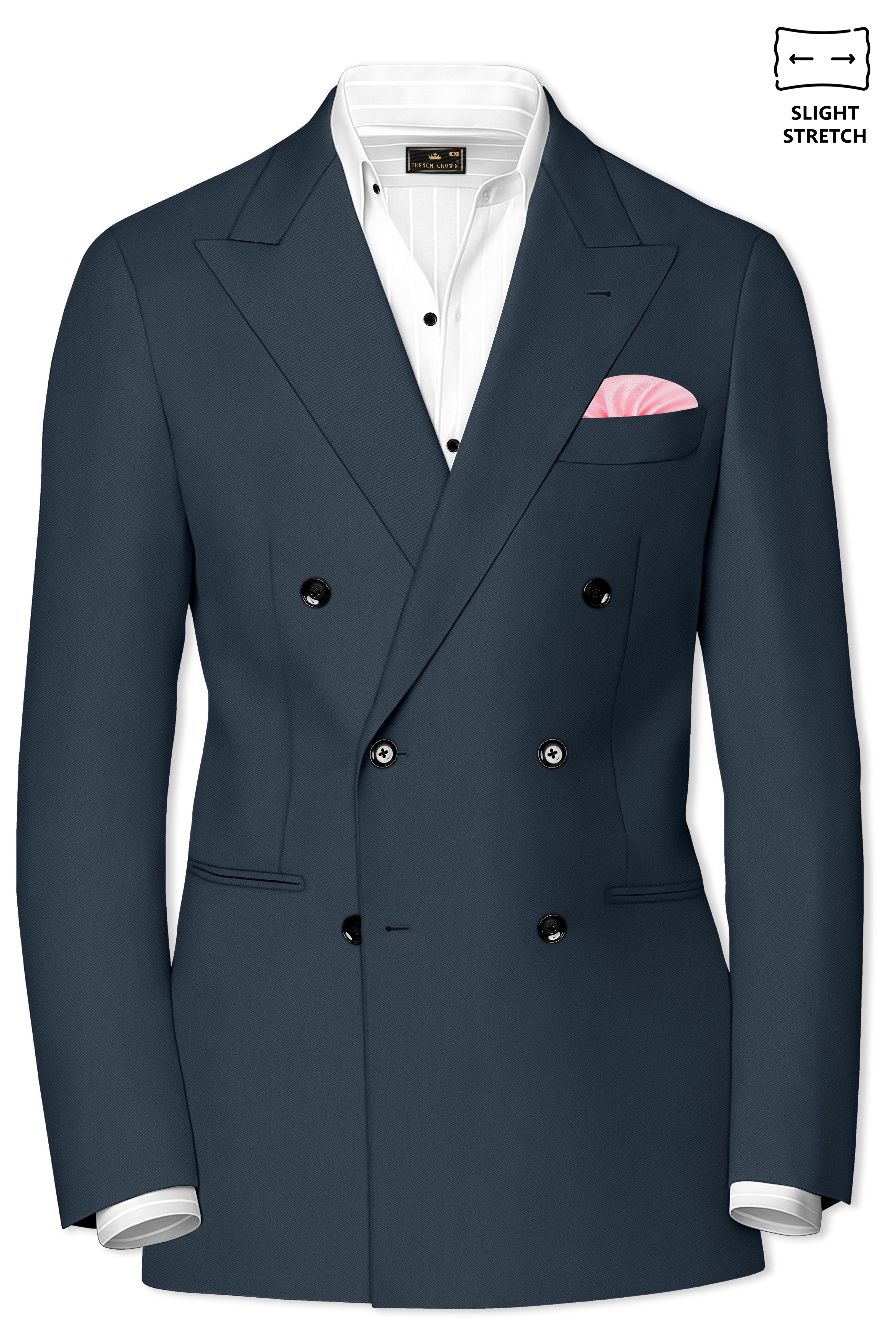 Titan-Shark Gray Wool Rich Slight Stretch Double Breasted Suit
