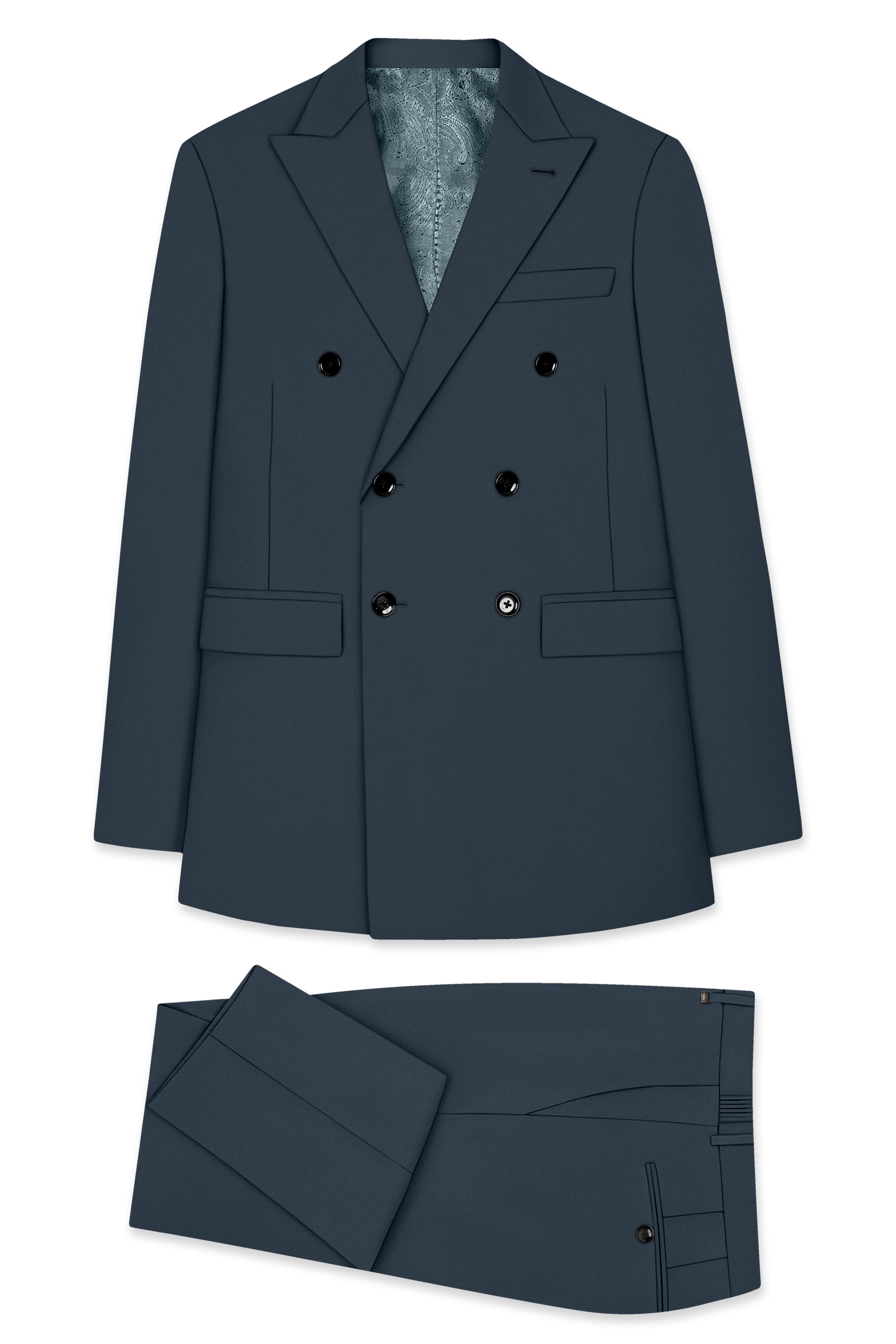 Titan-Shark Gray Wool Rich Slight Stretch Double Breasted Suit