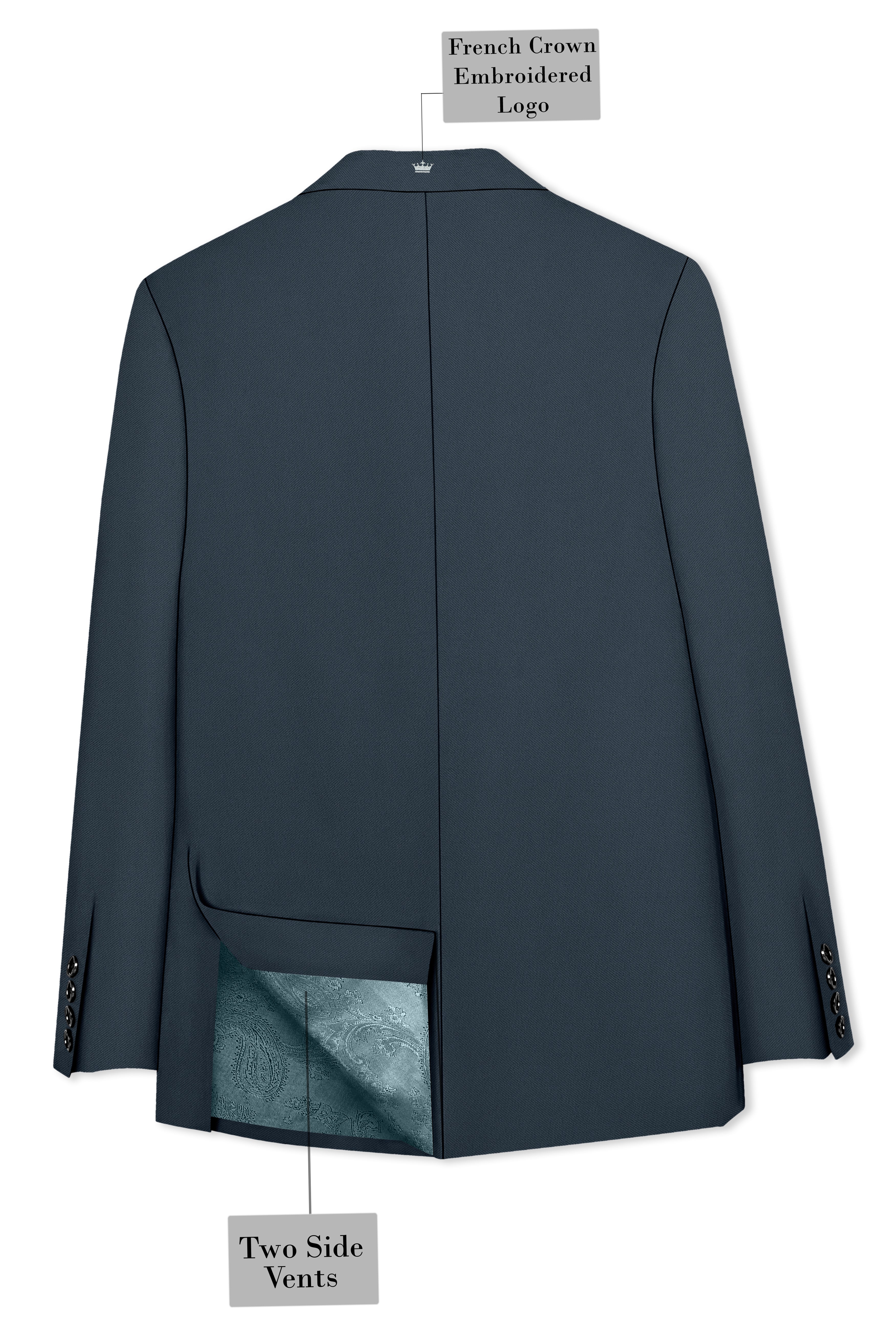Titan-Shark Gray Wool Rich Slight Stretch Double Breasted Suit