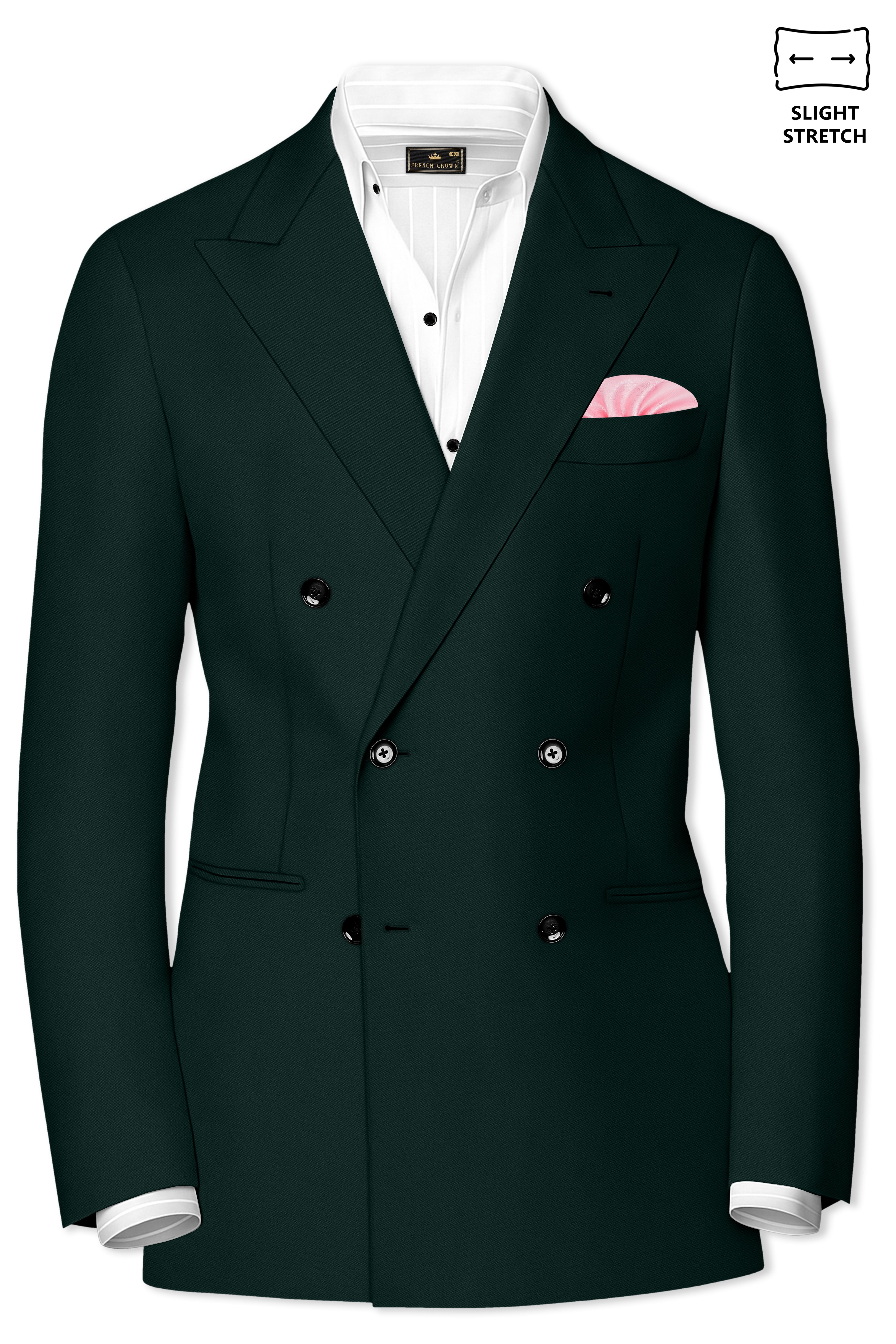 Lustre-Emerald Green Wool Rich Slight Stretch Double Breasted Suit