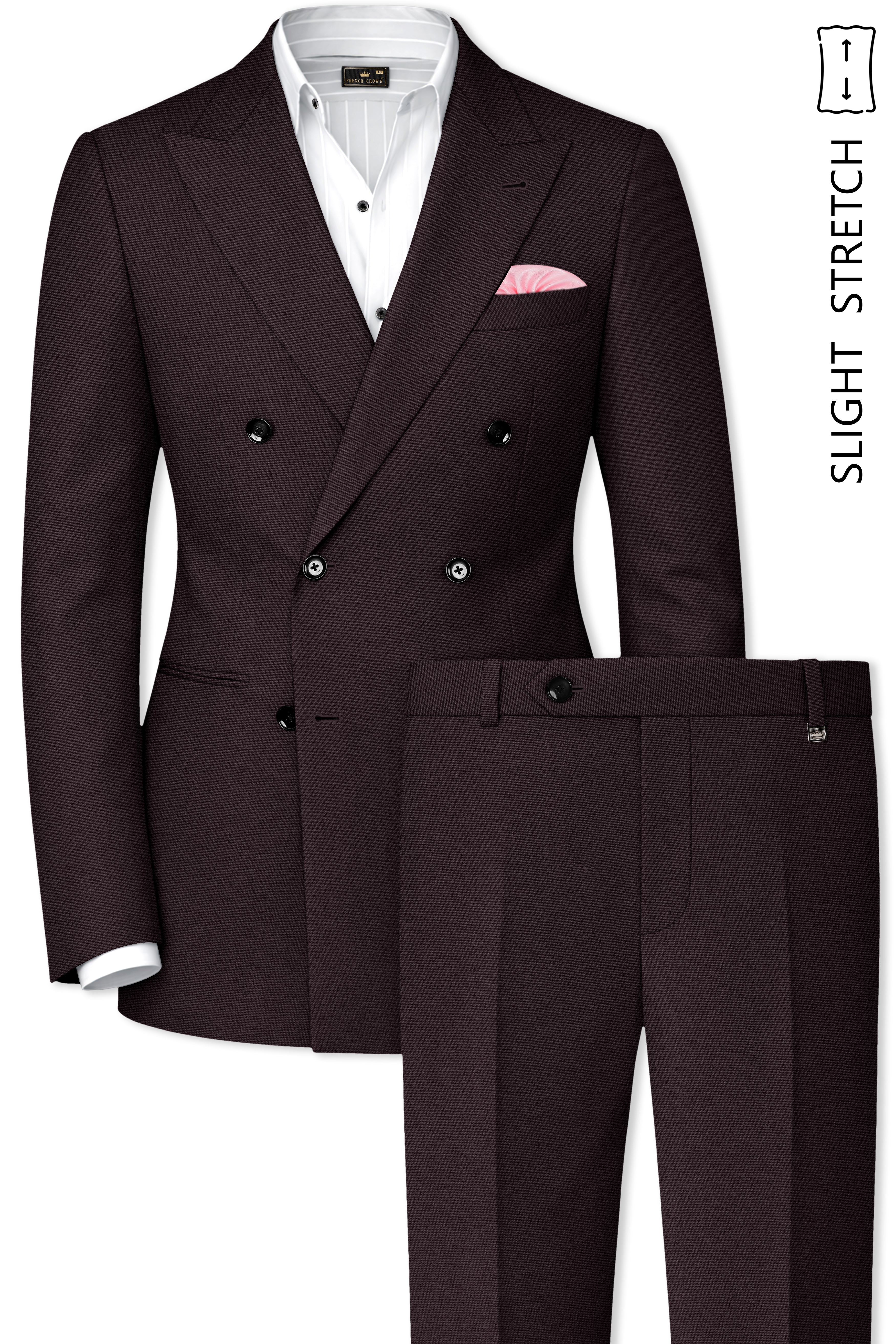 Bristol-Eclipse Brown Wool Rich Slight Stretch Double Breasted Suit