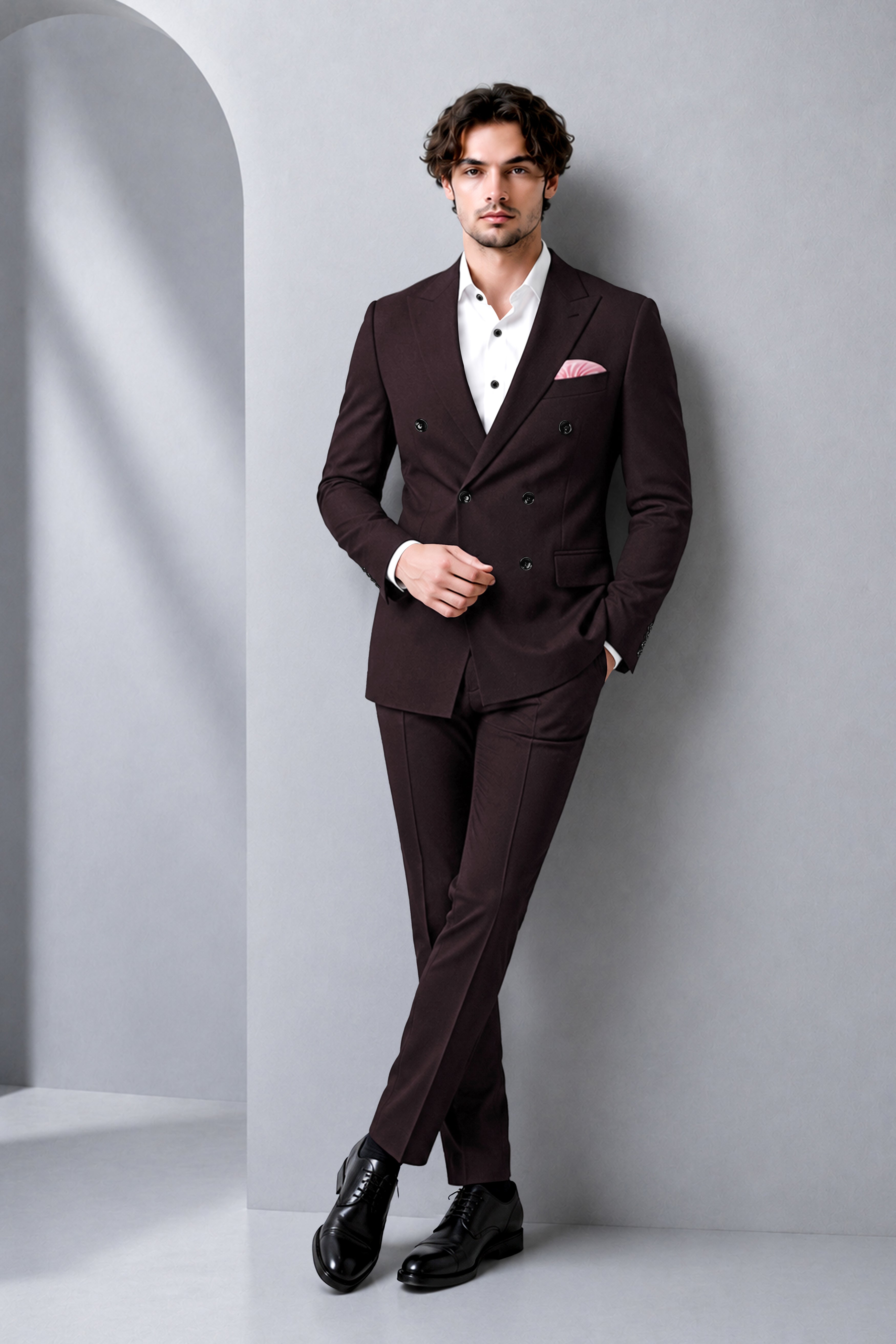 Bristol-Eclipse Brown Wool Rich Slight Stretch Double Breasted Suit