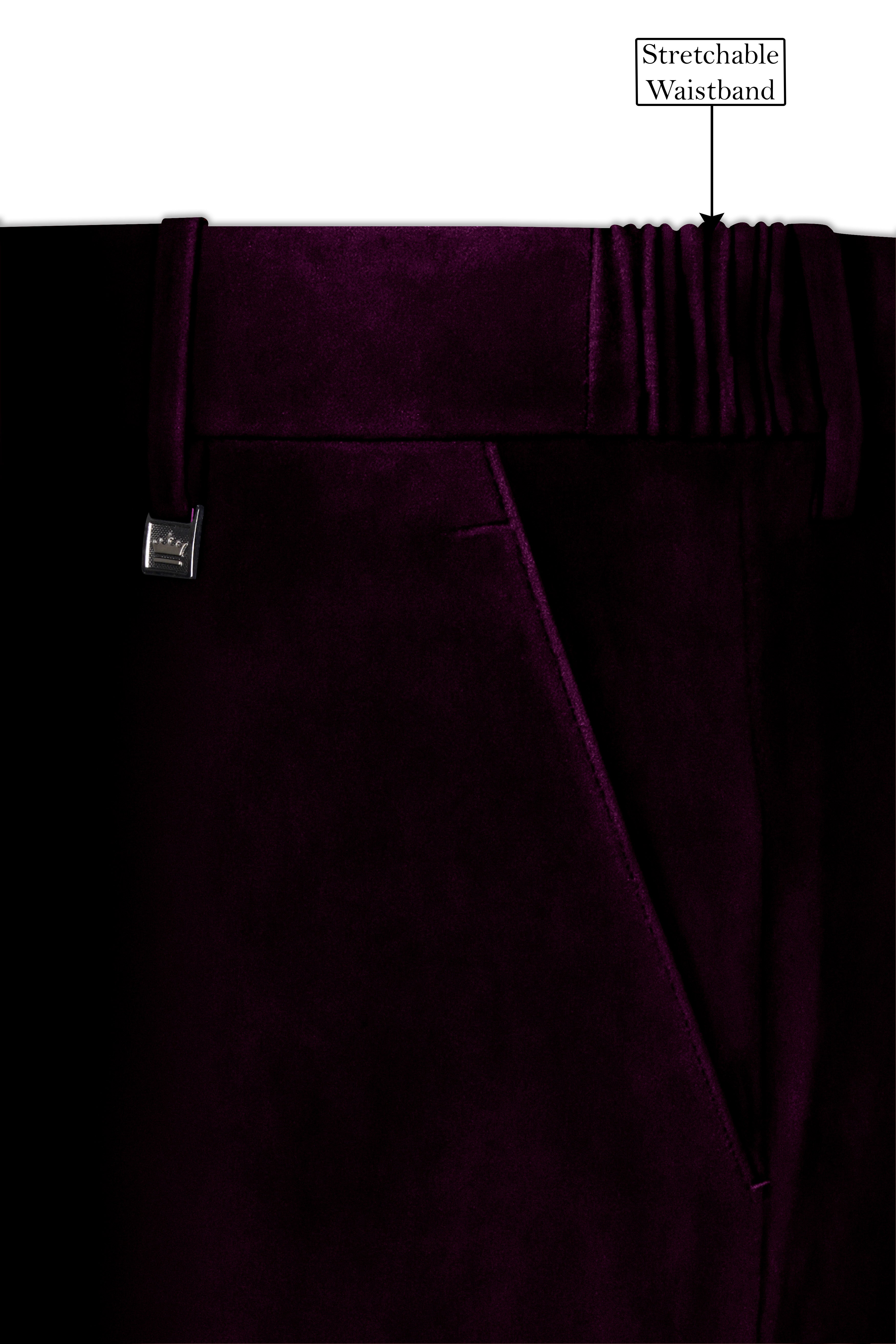 Regalis-Asphalt Purple Velvet Peak Lapel Tuxedo Suit