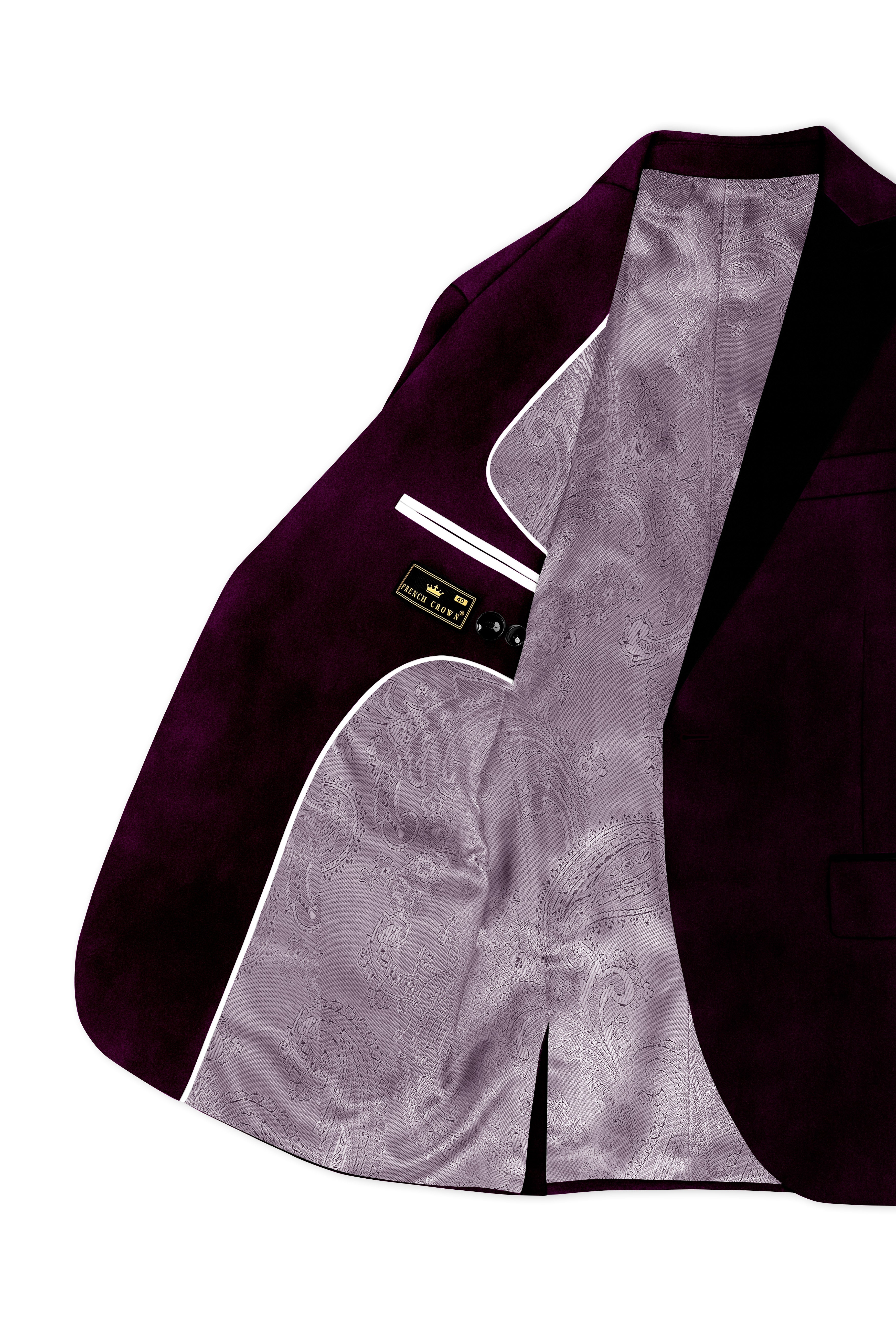 Regalis-Asphalt Purple Velvet Peak Lapel Tuxedo Suit