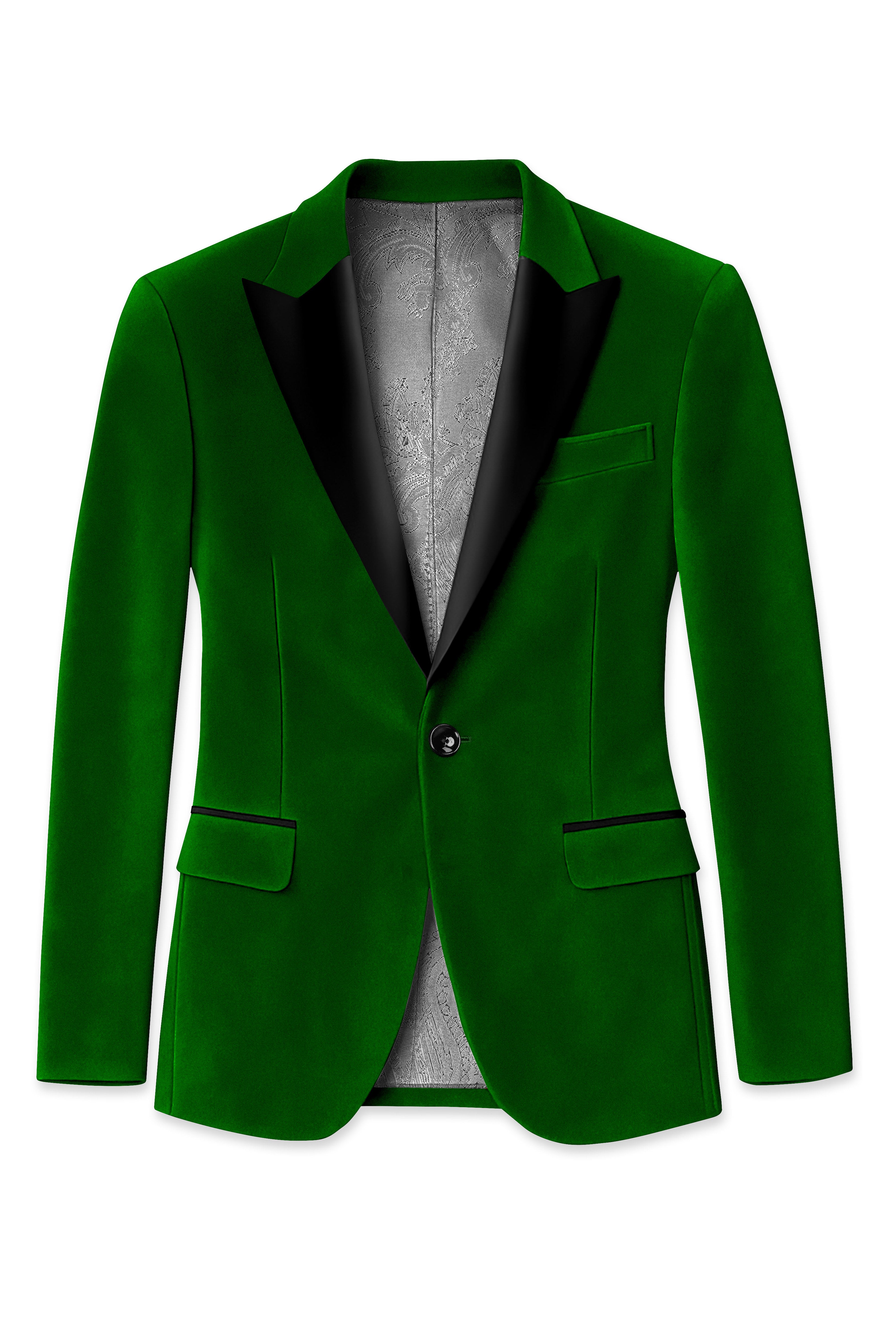 Viridian-Hunter Green Velvet Peak Lapel Tuxedo Suit