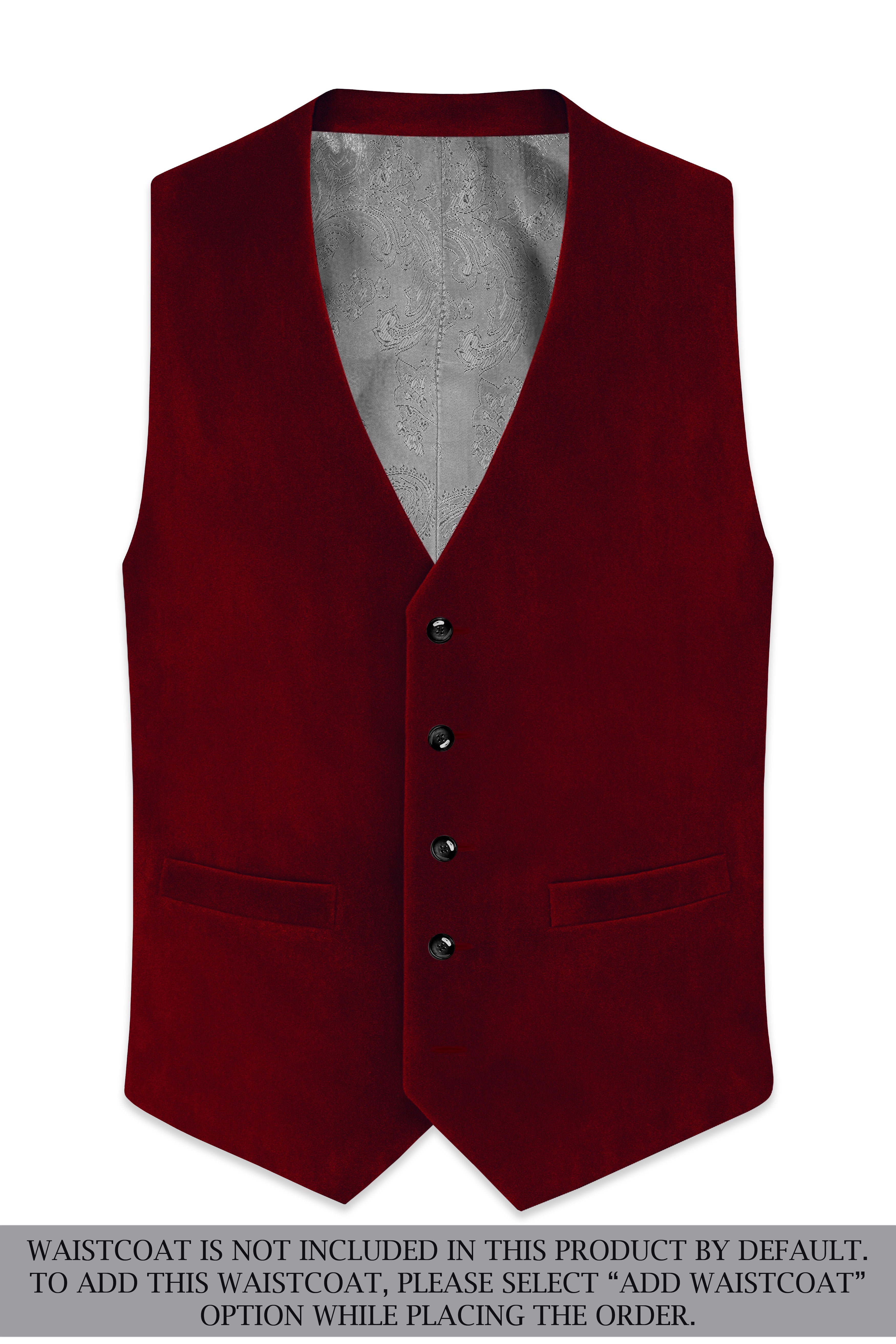 Crimsone-Temptress Red Velvet Peak Lapel Tuxedo Suit