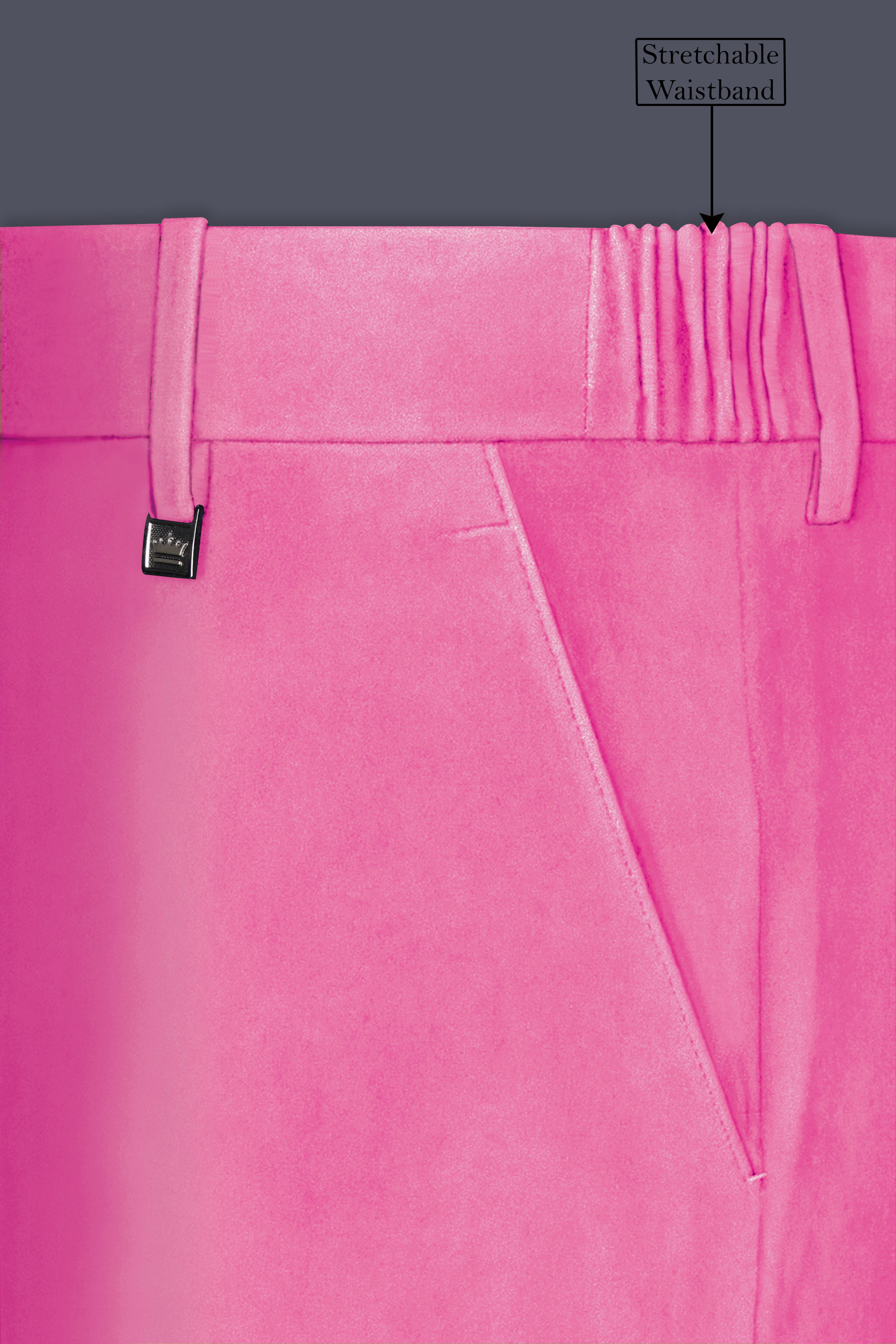 Veloura-Carissma Pink Velvet Peak Lapel Tuxedo Suit