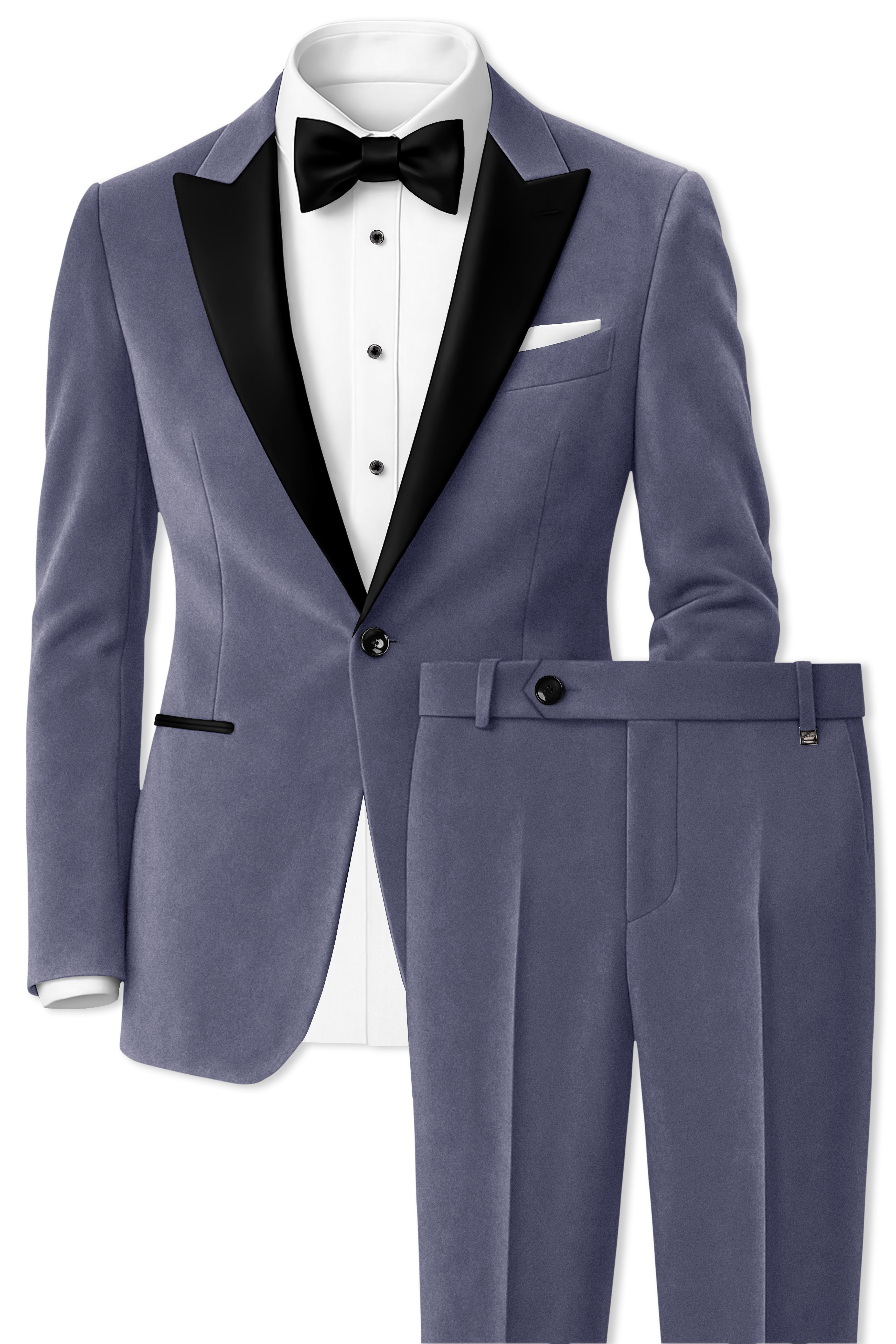 Imperium-Gun Powder Gray Velvet Peak Lapel Tuxedo Suit