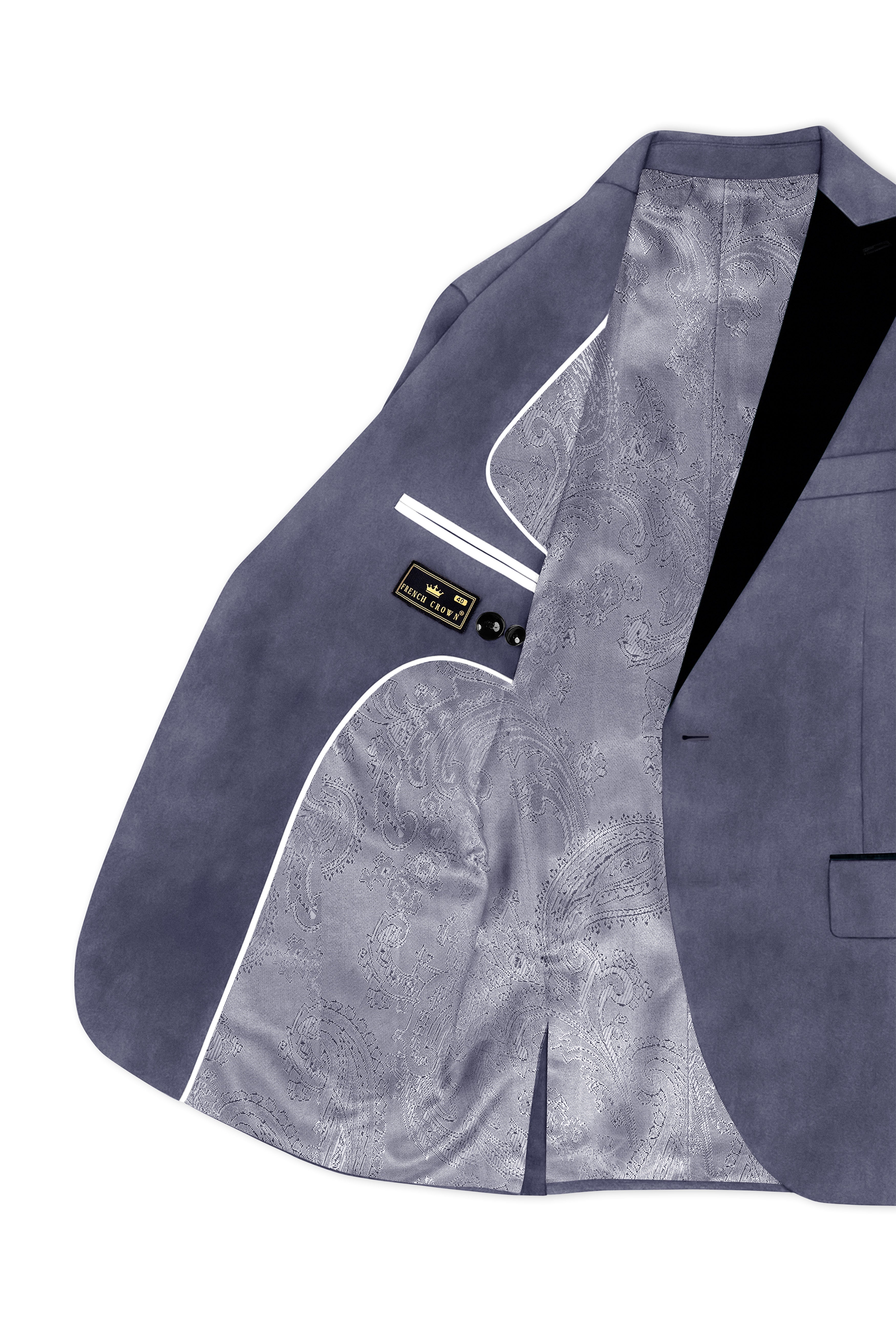 Imperium-Gun Powder Gray Velvet Peak Lapel Tuxedo Suit