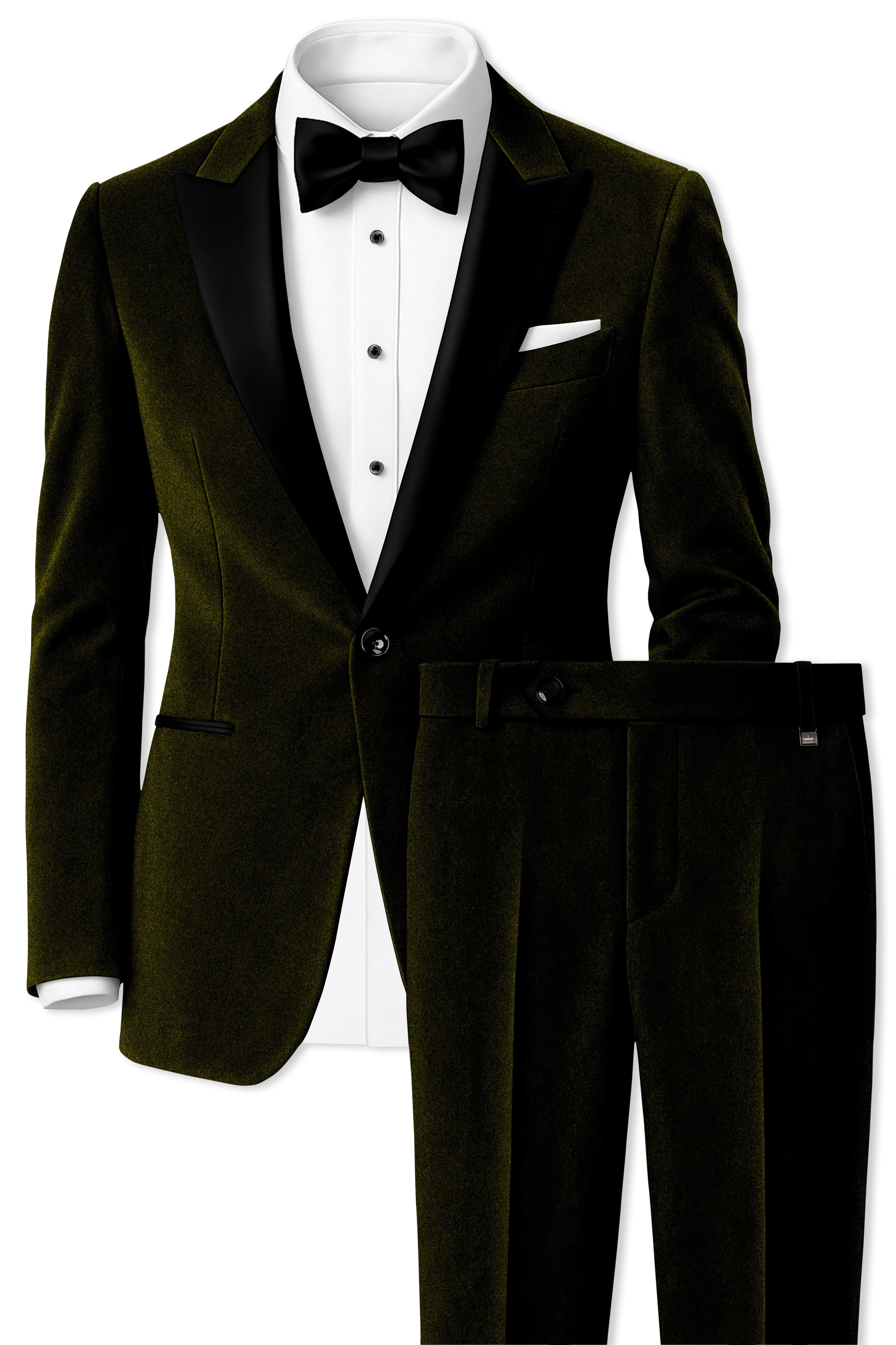 Montverde-Rangoon Green Velvet Peak Lapel Tuxedo Suit