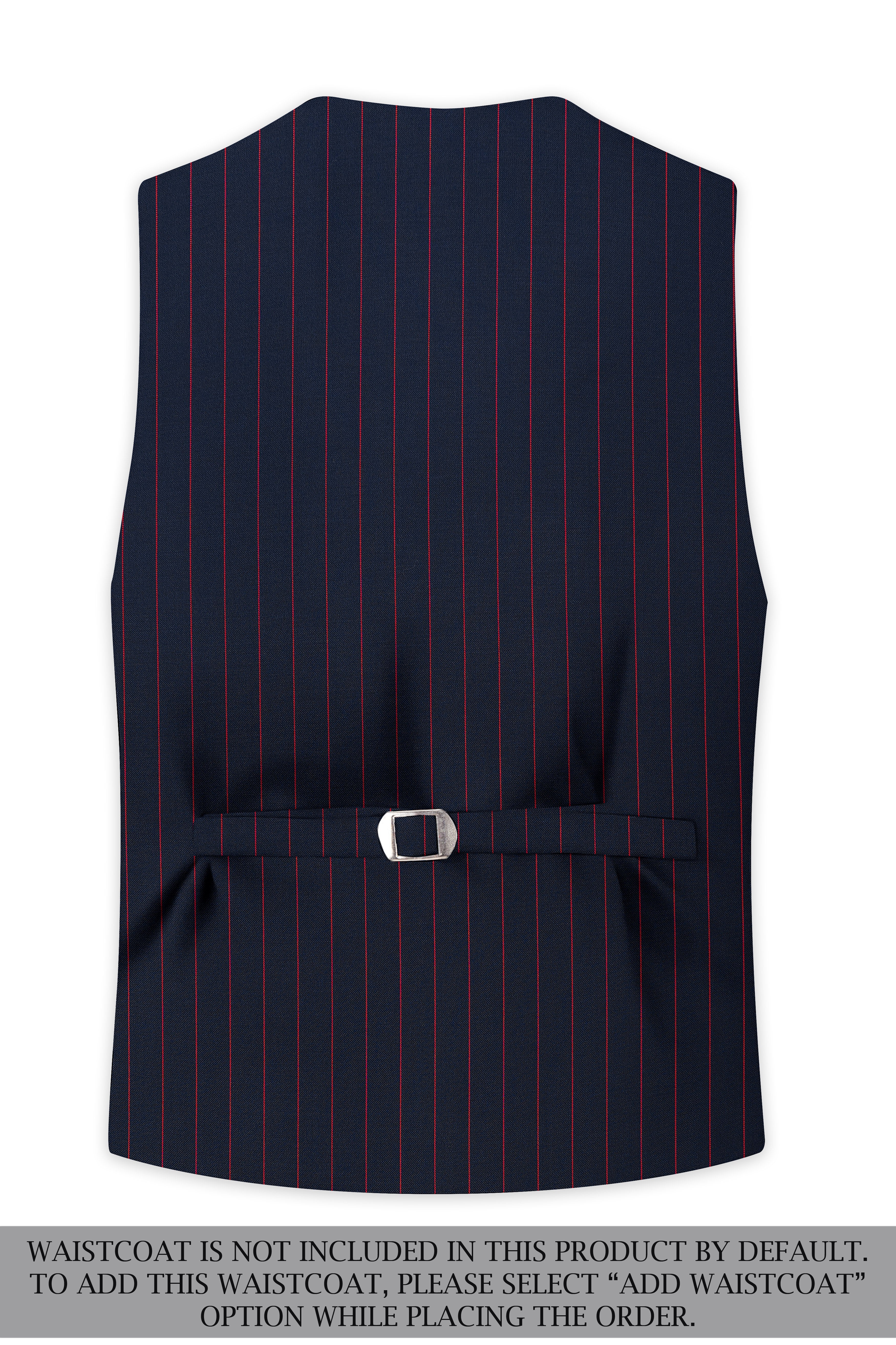 Striata-Haiti Blue And Brick Pink Chalk Striped Wool Rich Slight Stretch Single Breasted Suit