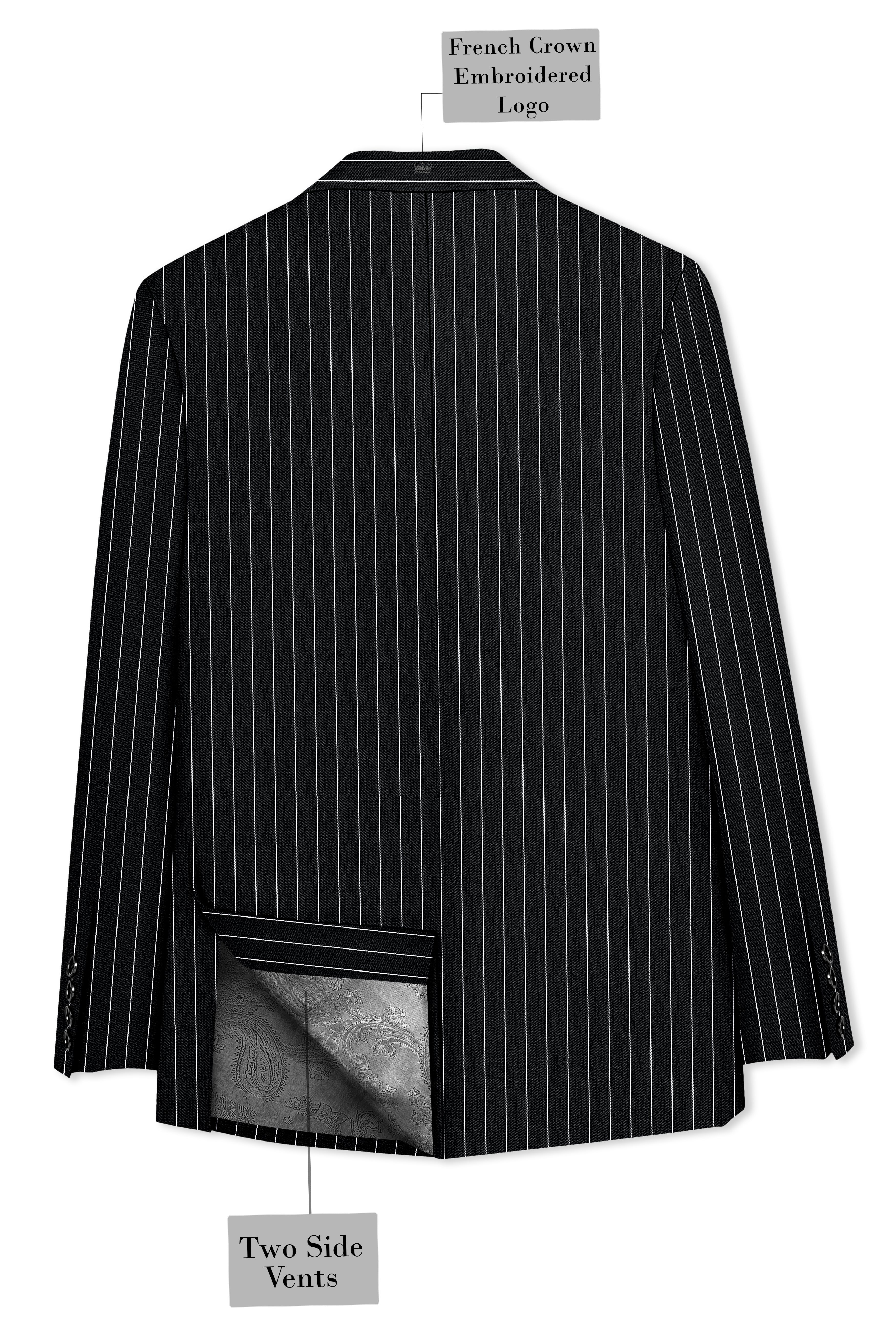 Viceroy-Jade Black And Bright White Chalk Striped Wool Rich Slight Stretch Single Breasted Suit