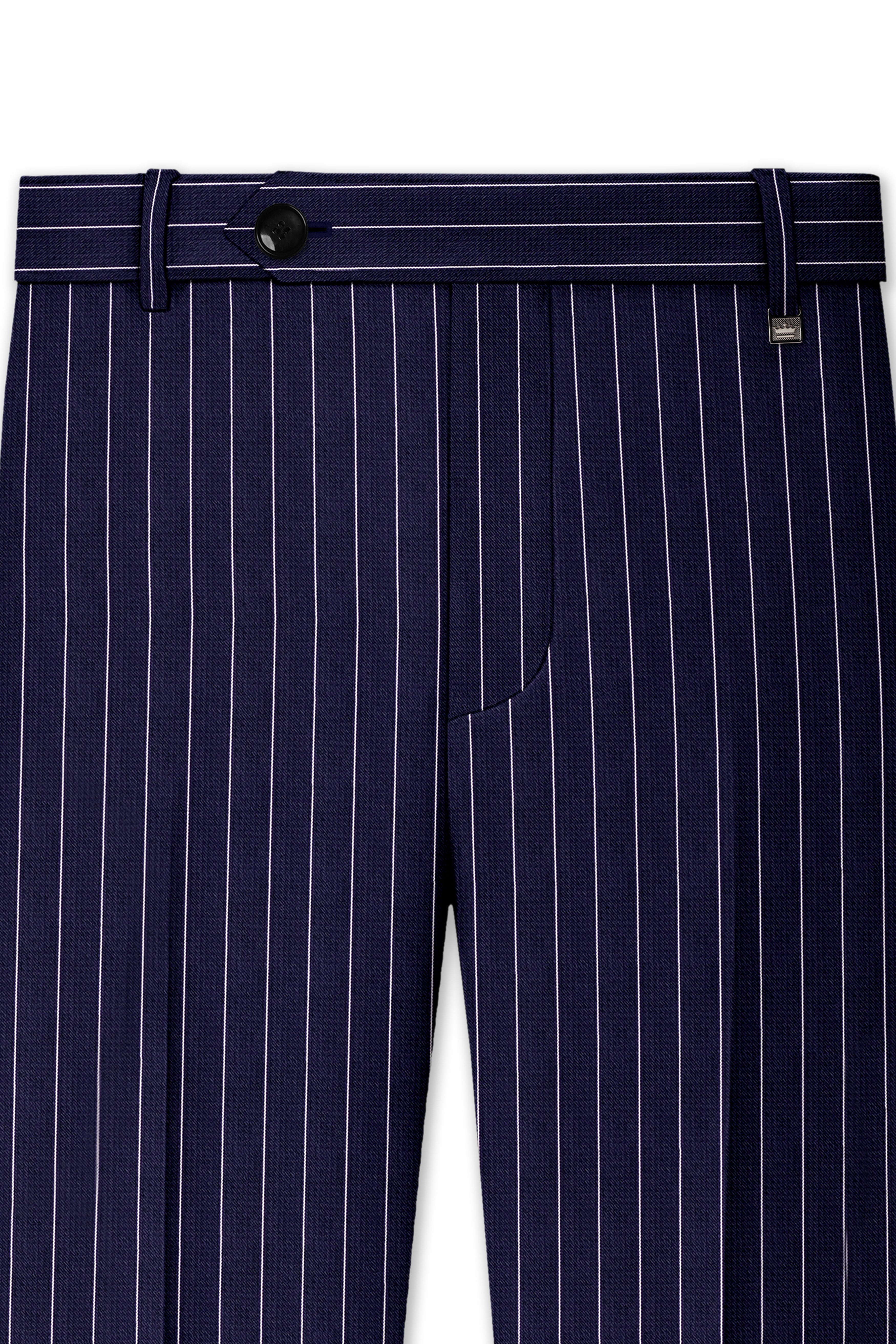 Ascot-Berry Blue And Bright White Chalk Striped Wool Rich Slight Stretch Single Breasted Suit
