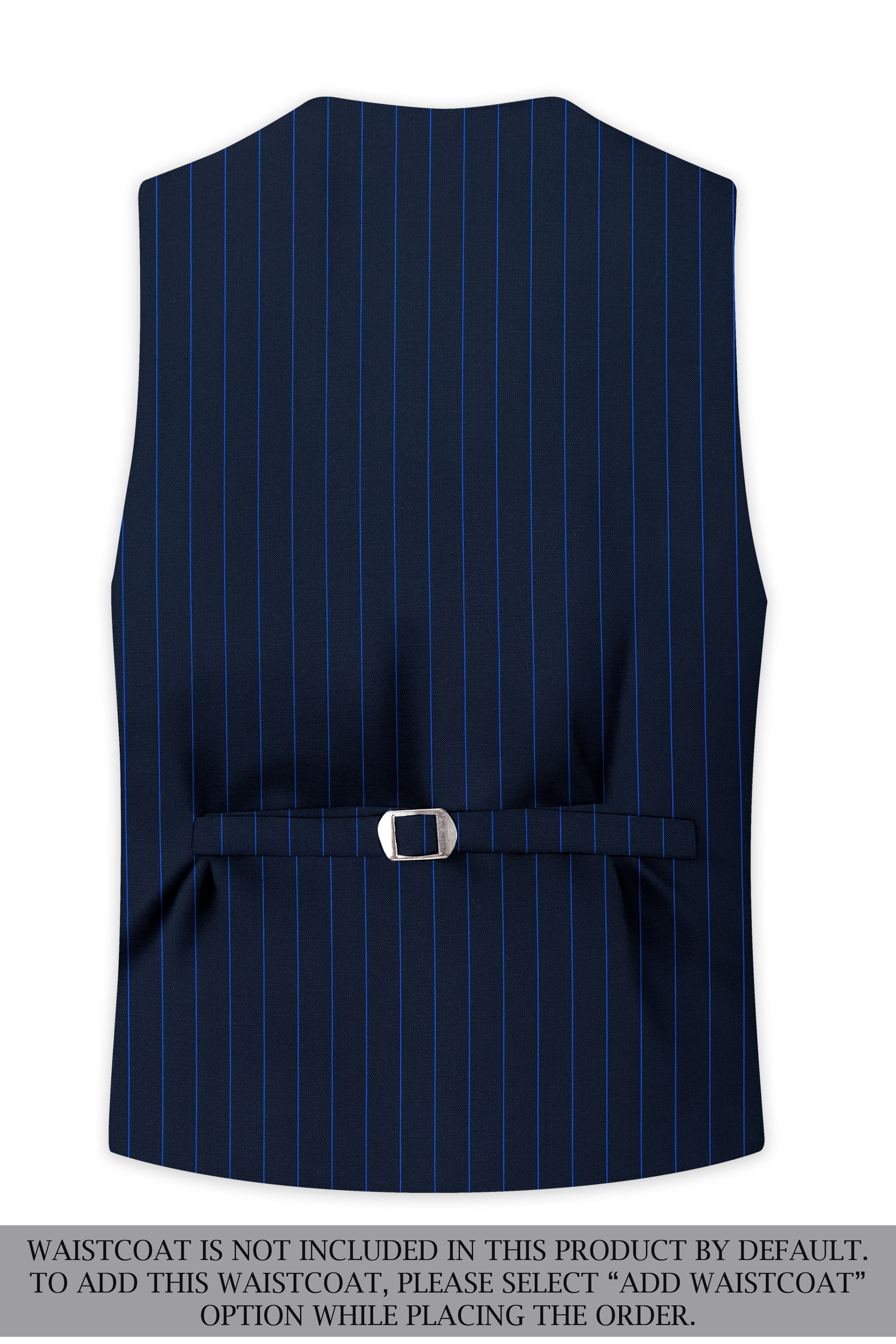 Strivon-Tealish Blue Chalk Striped Wool Rich Slight Stretch Single Breasted Suit