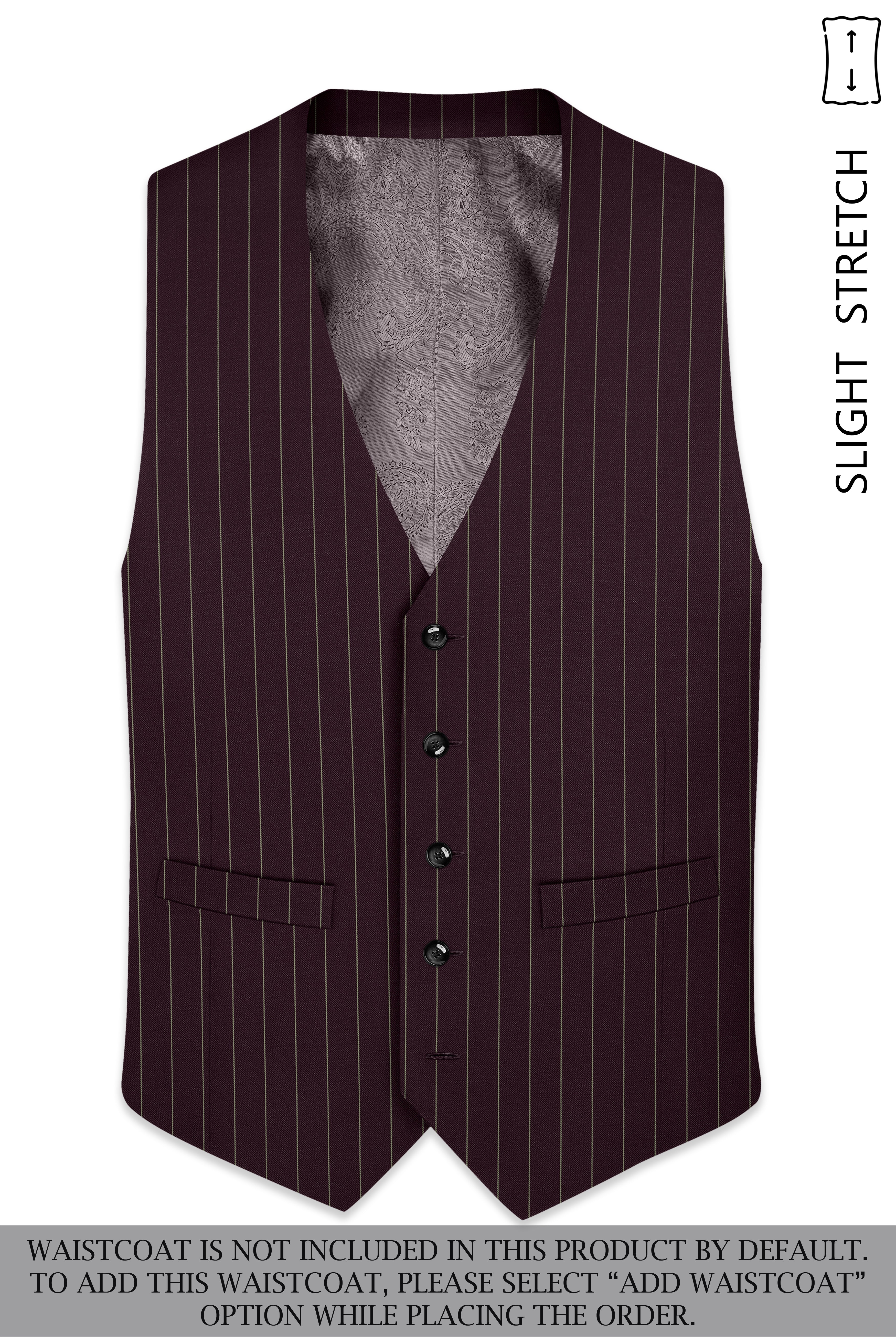 Valiant-Seal Maroon And Bright White Chalk Striped Wool Rich Slight Stretch Single Breasted Suit