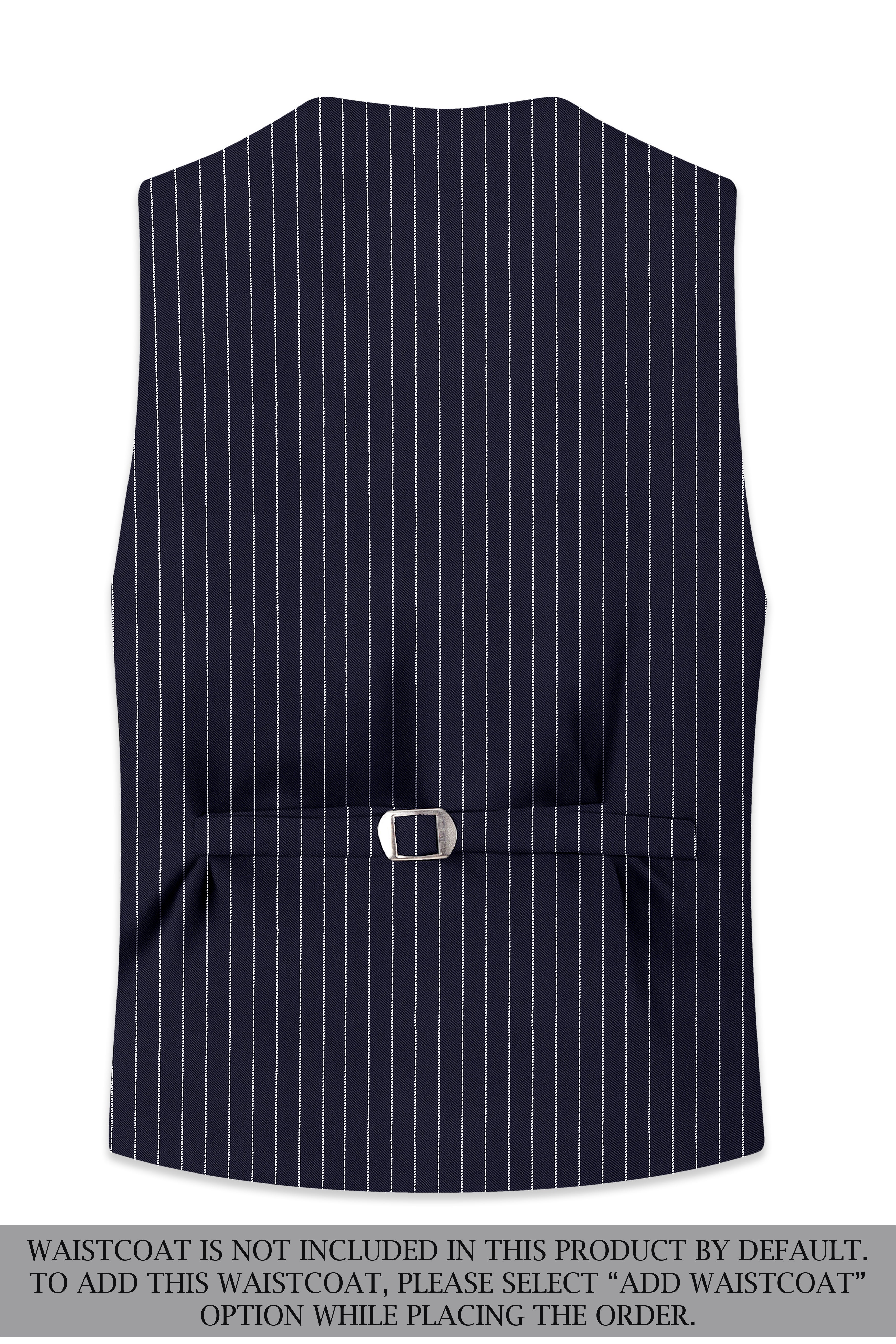 Aurelius-Cinder Blue Bright White Chalk Striped Wool Rich Slight Stretch Single Breasted Suit