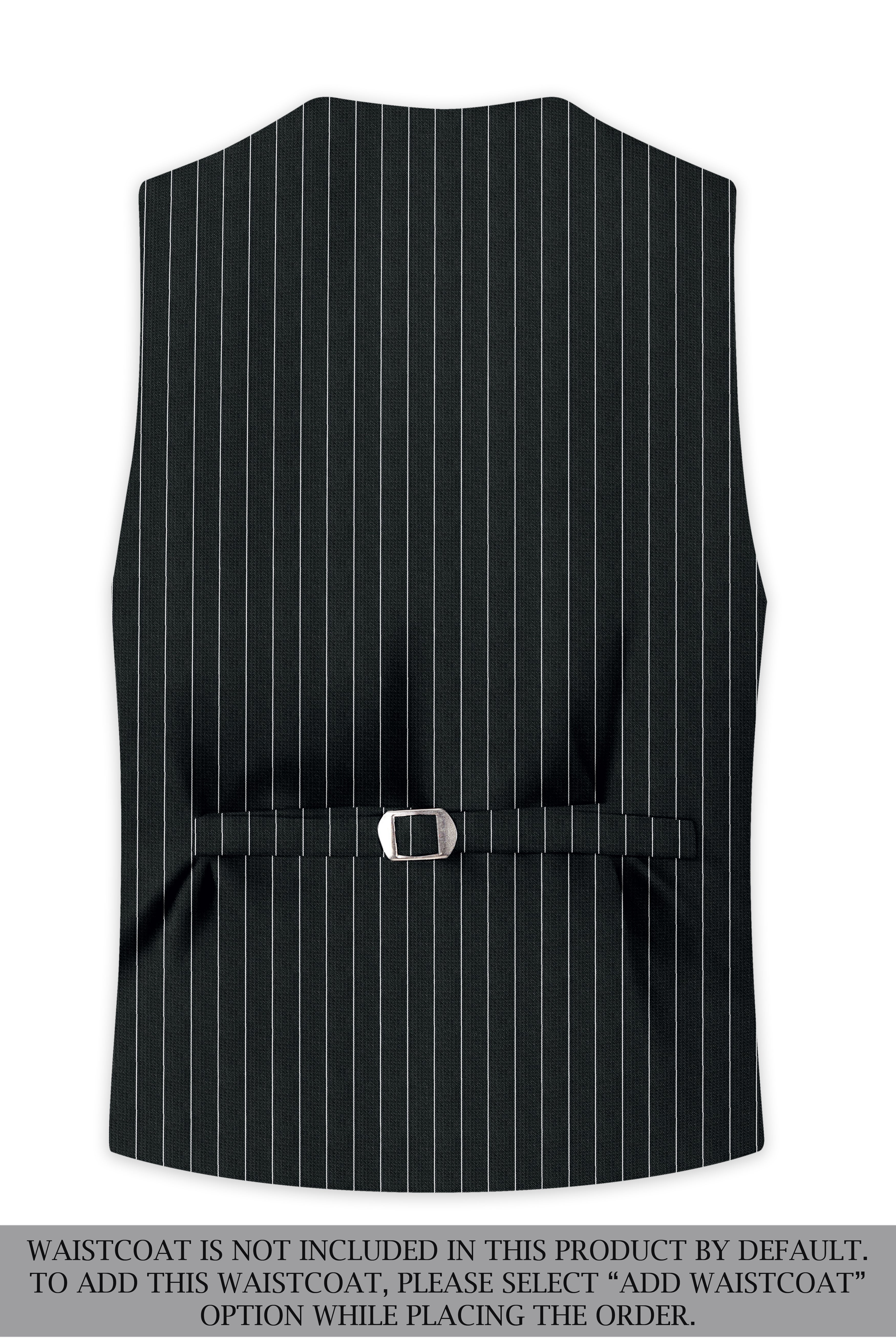 Viceroy-Hunter Green And Bright White Chalk Striped Wool Rich Slight Stretch Double Breasted Suit