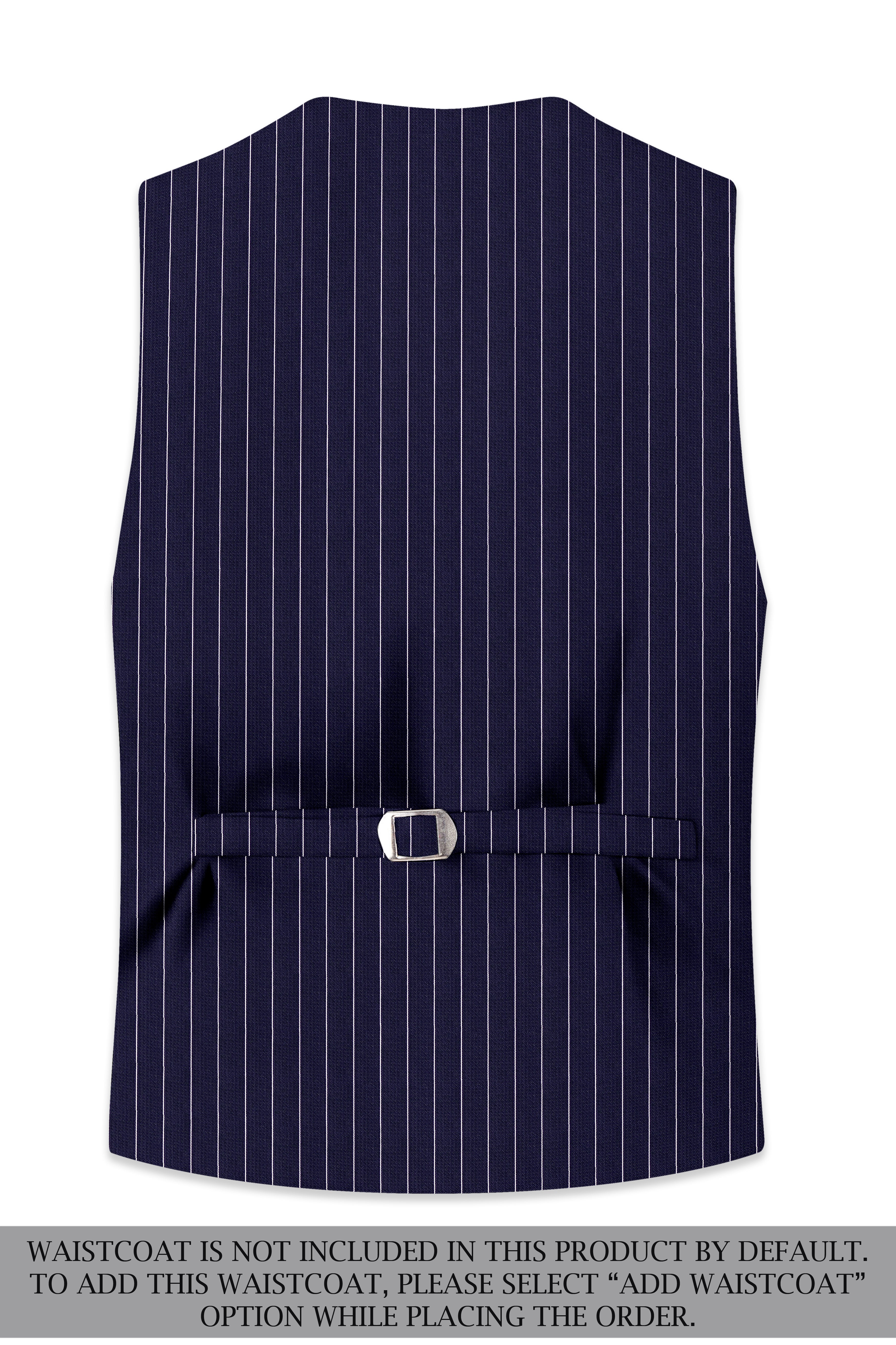 Ascot-Berry Blue And Bright White Chalk Striped Wool Rich Slight Stretch Double Breasted Suit