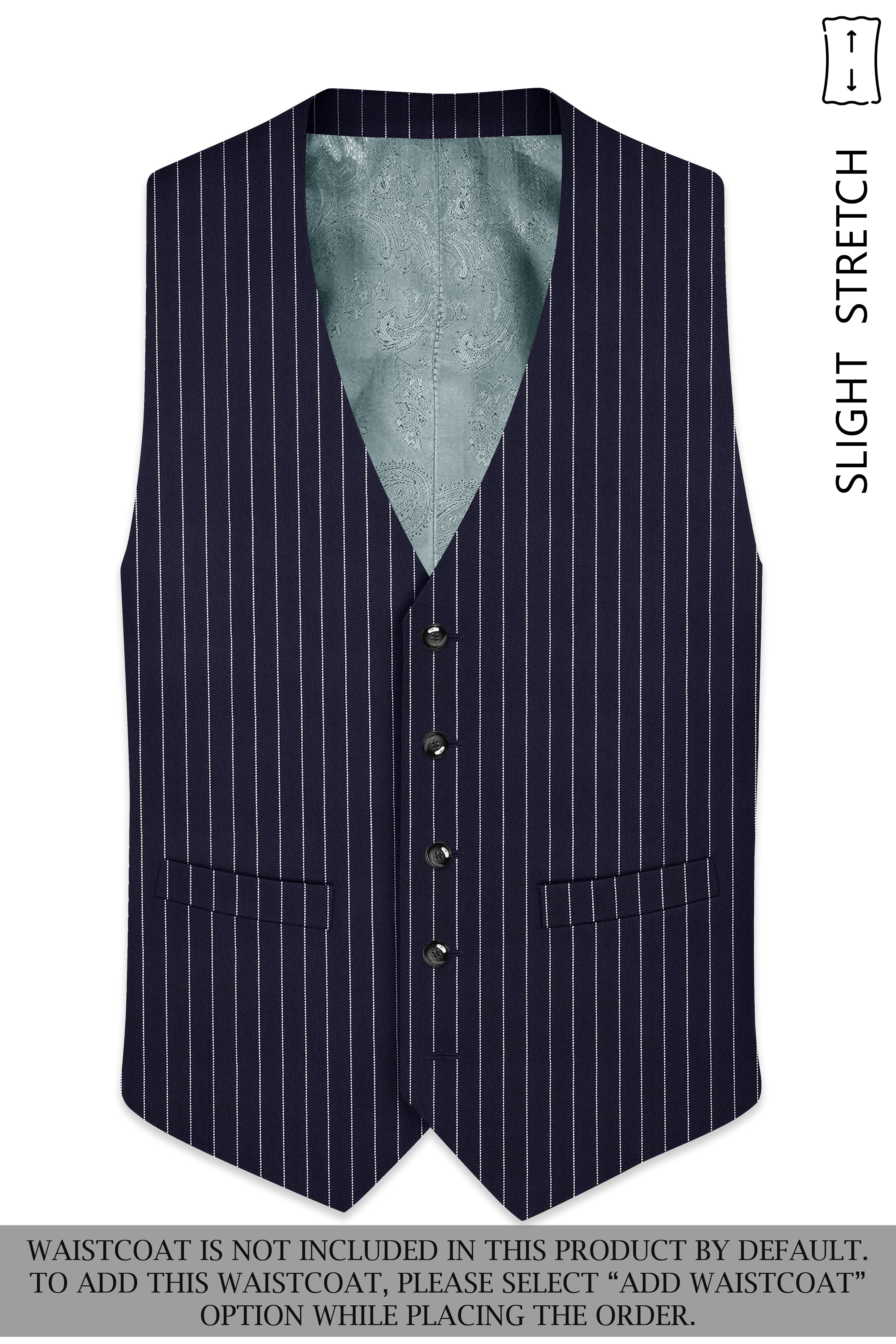 Aurelius-Cinder Blue Bright White Chalk Striped Wool Rich Slight Stretch Double Breasted Suit
