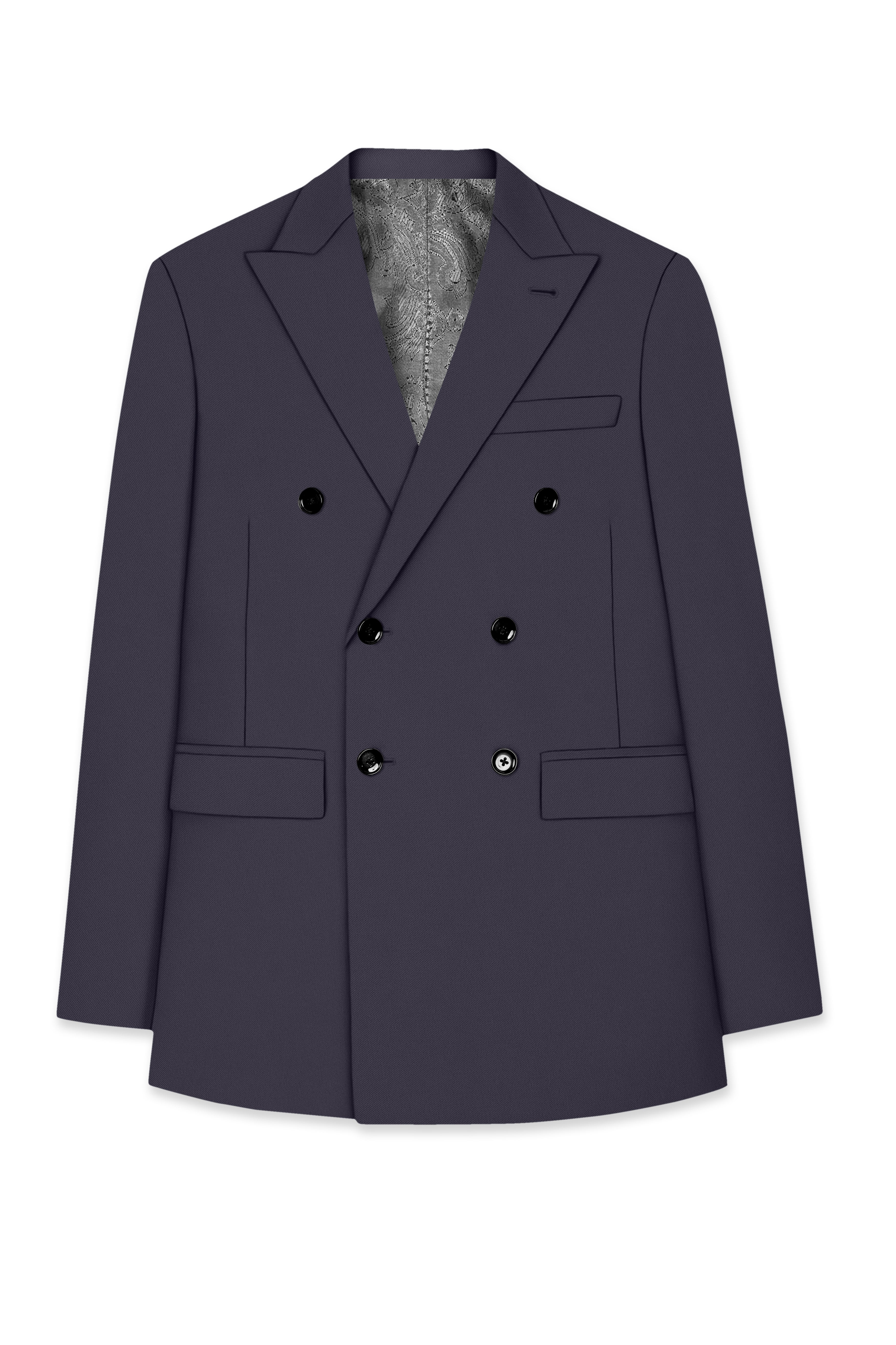 Aeris-Bastilie Gray 4-Way Stretch Wrinkle-Free Fluid Drape Fabric Double Breasted Suit