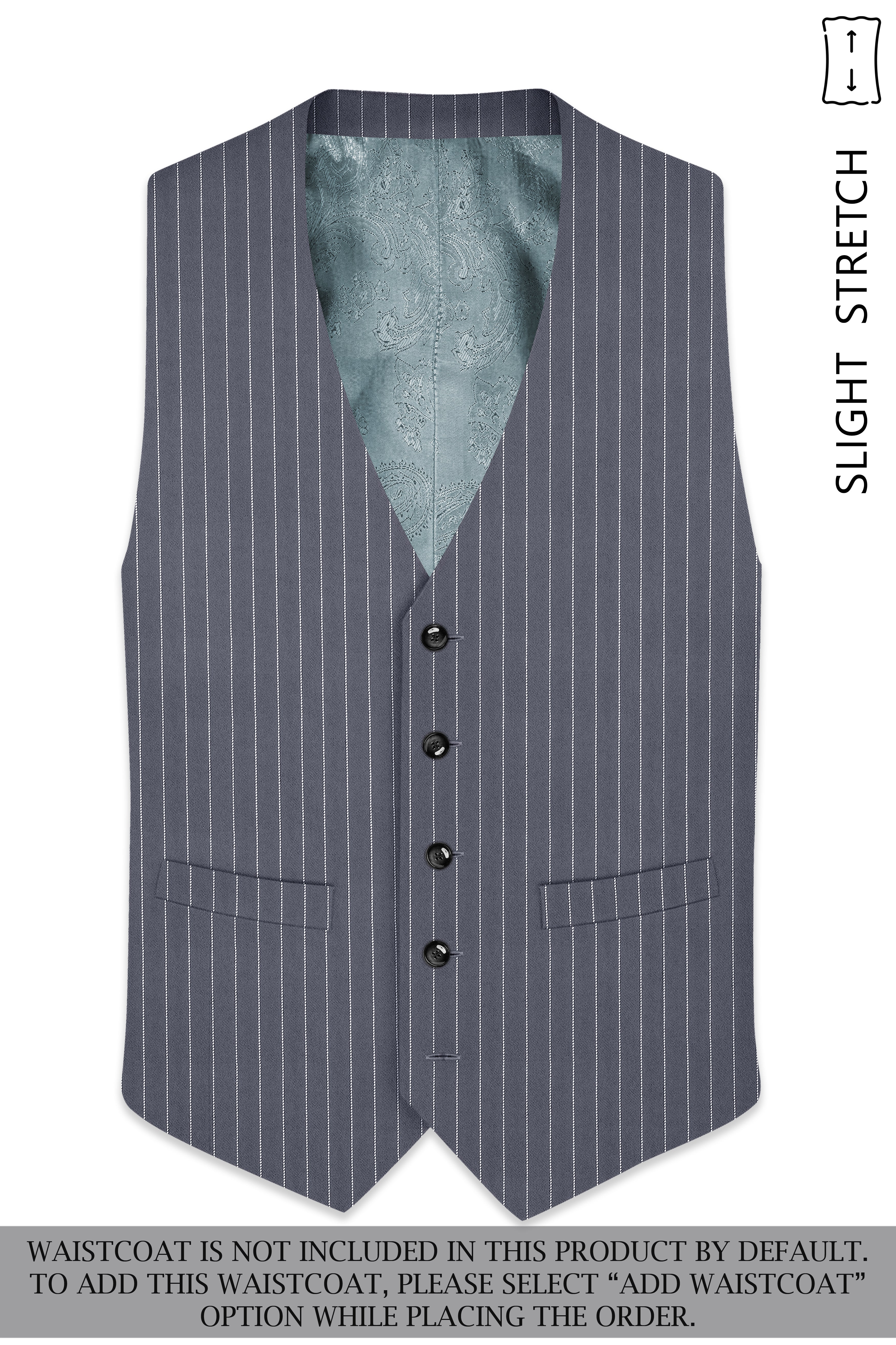 Monarch-Shark Gray And Bright White Chalk Striped Wool Rich Slight Stretch Single Breasted Suit