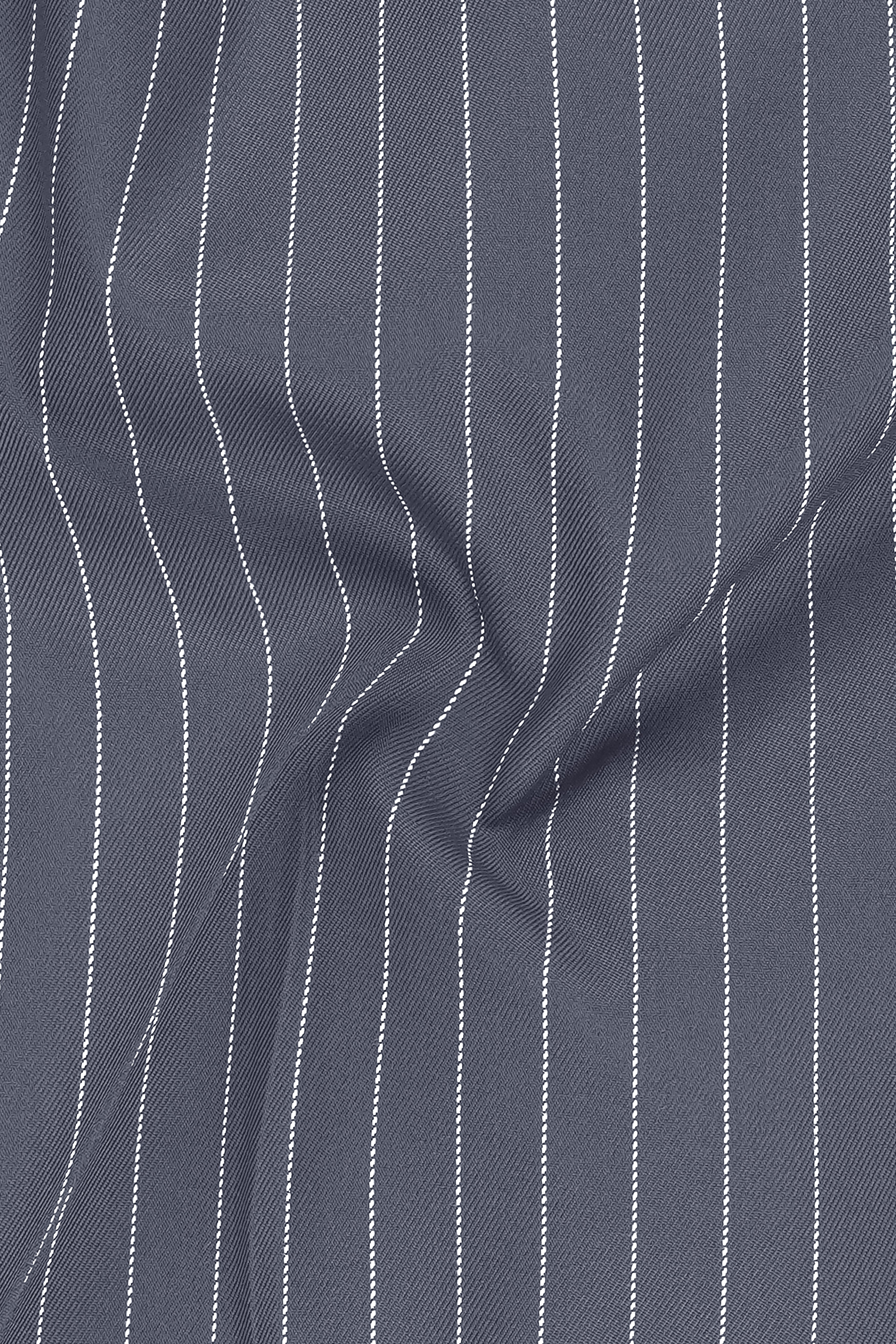 Monarch-Shark Gray And Bright White Chalk Striped Wool Rich Slight Stretch Single Breasted Suit