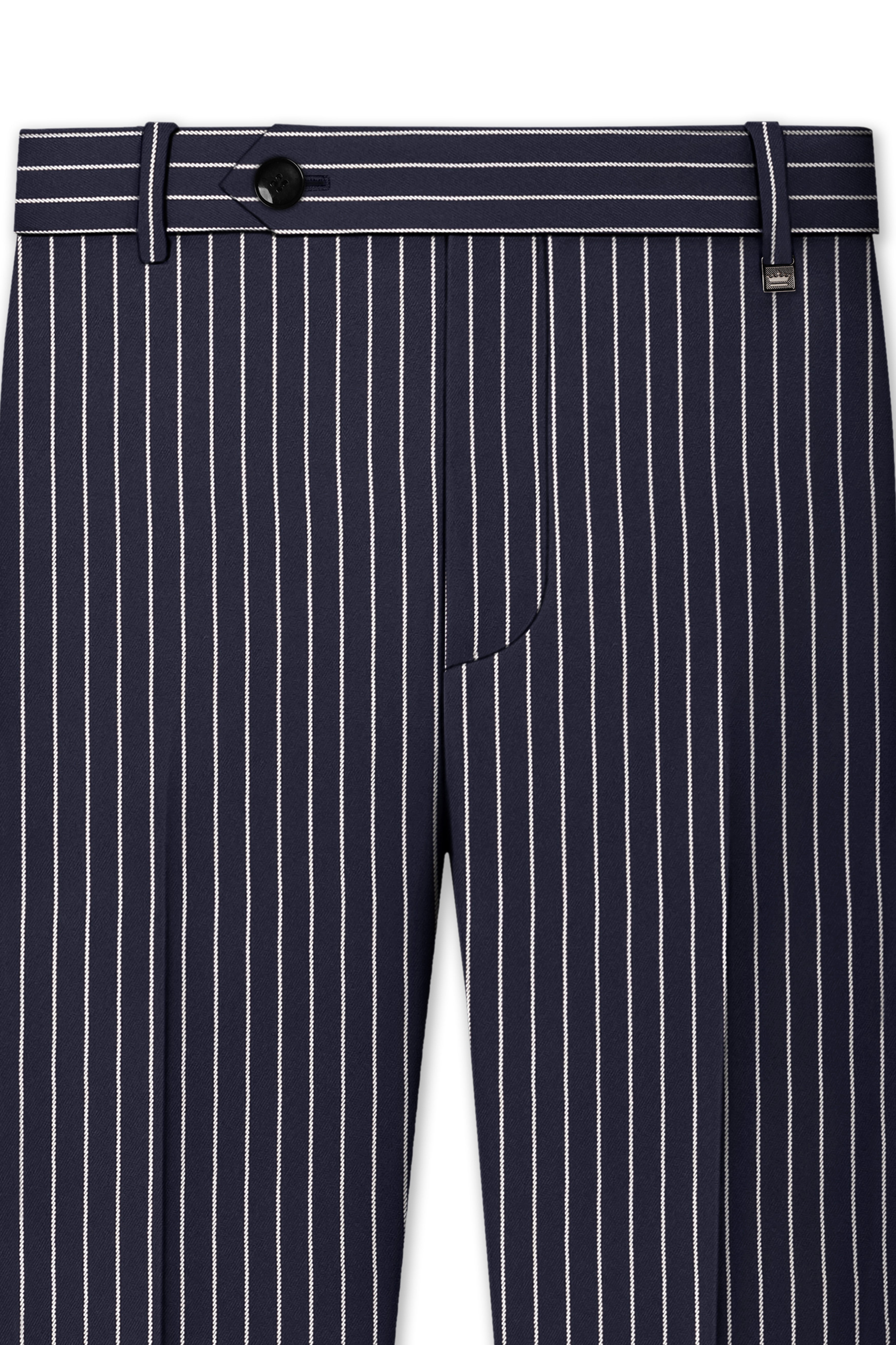 Maris-Baltic Sea Blue And Bright White Chalk Striped Wool Rich Slight Stretch Single Breasted Suit