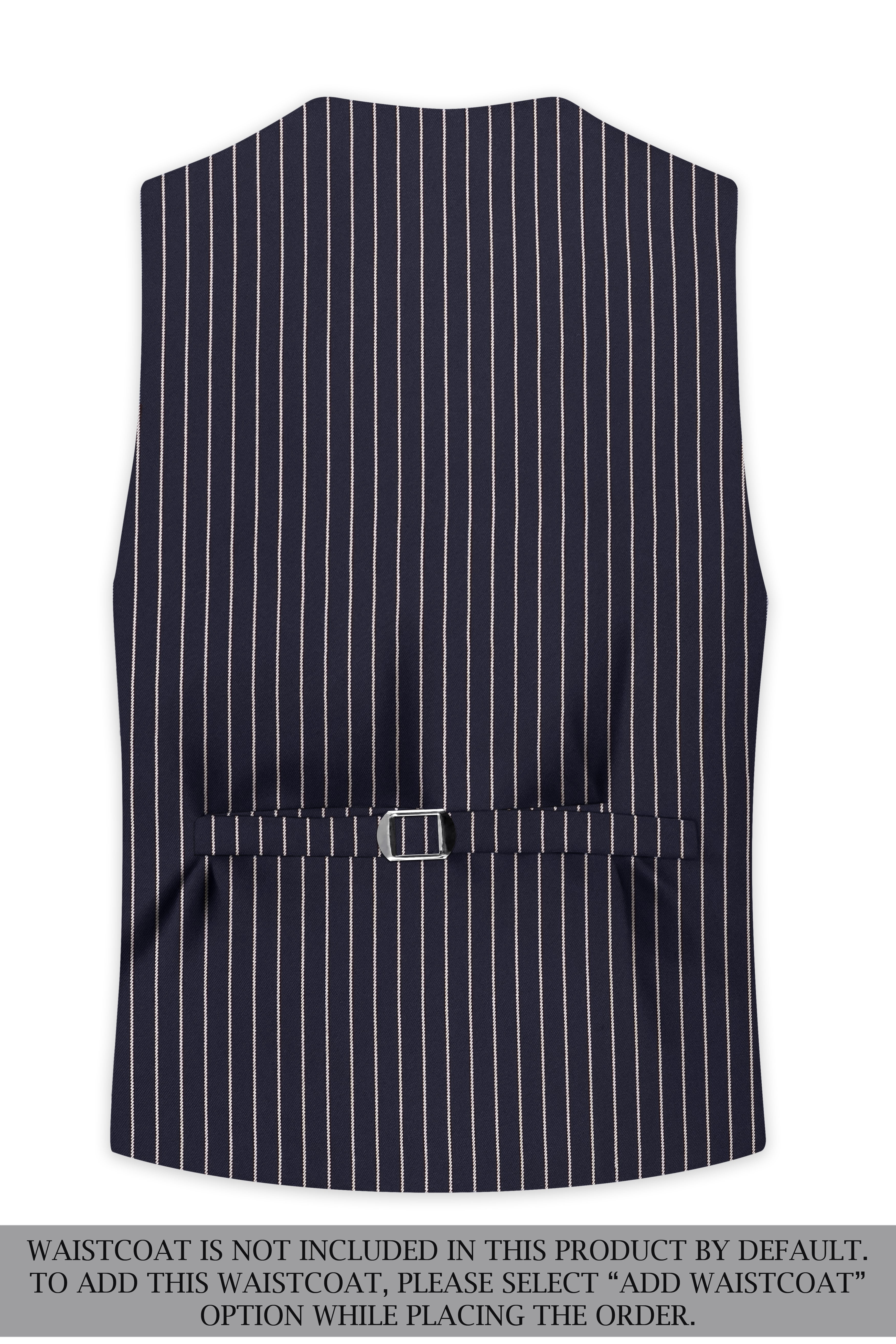 Maris-Baltic Sea Blue And Bright White Chalk Striped Wool Rich Slight Stretch Single Breasted Suit