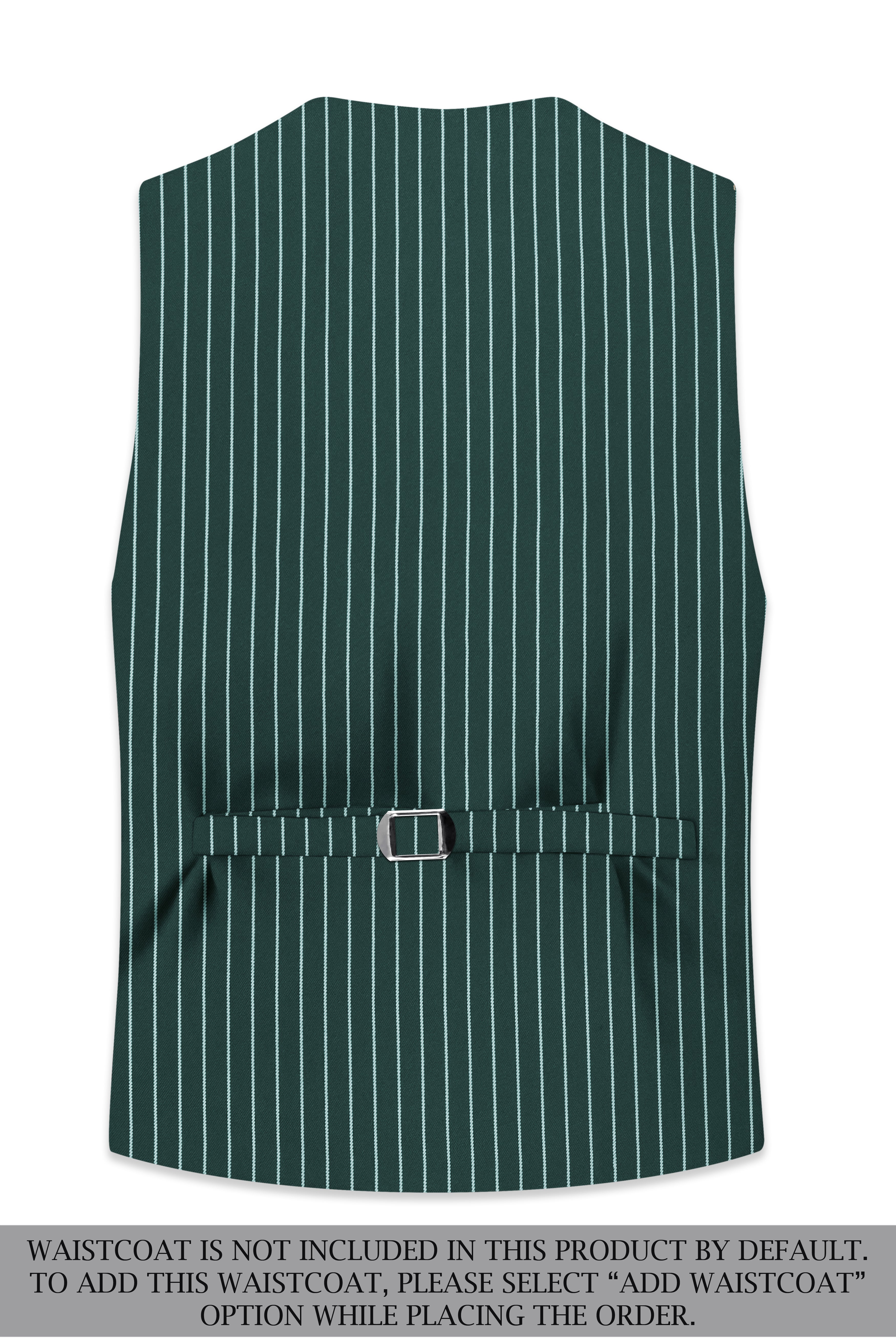 Forenza-Jungle Green And Bright White Chalk Striped Wool Rich Slight Stretch Single Breasted Suit