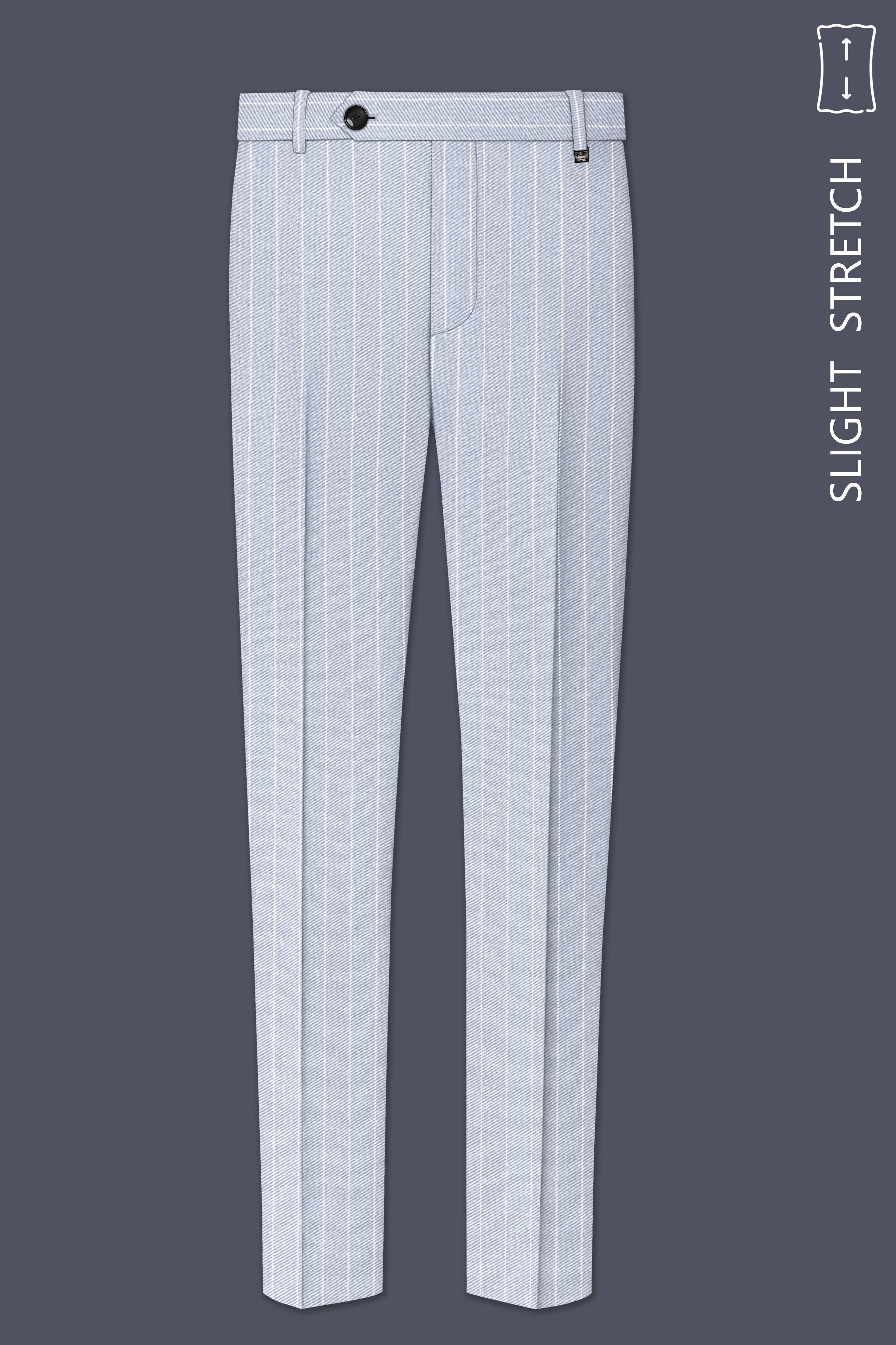 Axiom-Loblolly Gray And Bright White Chalk Striped Wool Rich Slight Stretch Single Breasted Suit