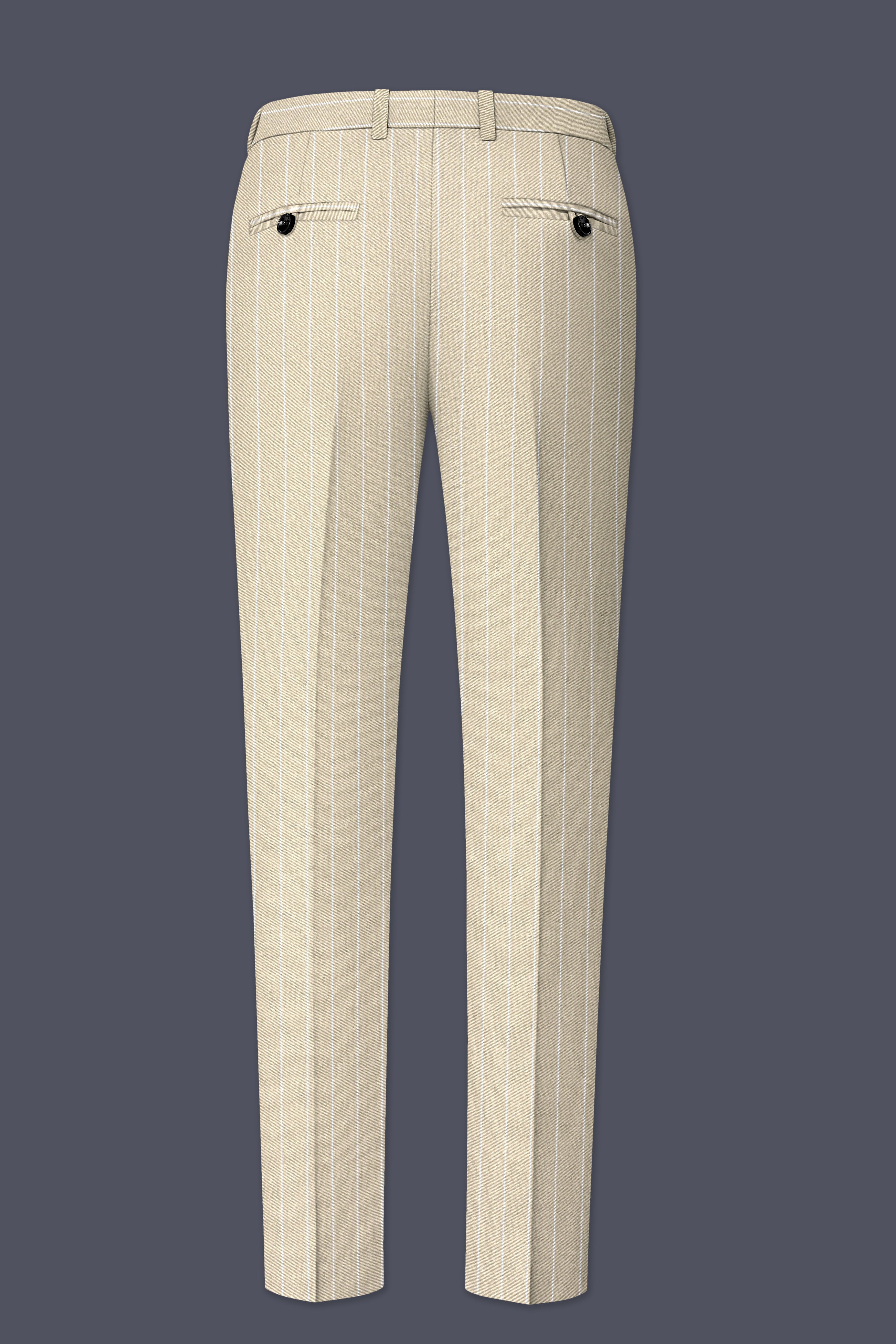 Lumier-Akaroa Cream And Bright White Chalk Striped Wool Rich Slight Stretch Single Breasted Suit