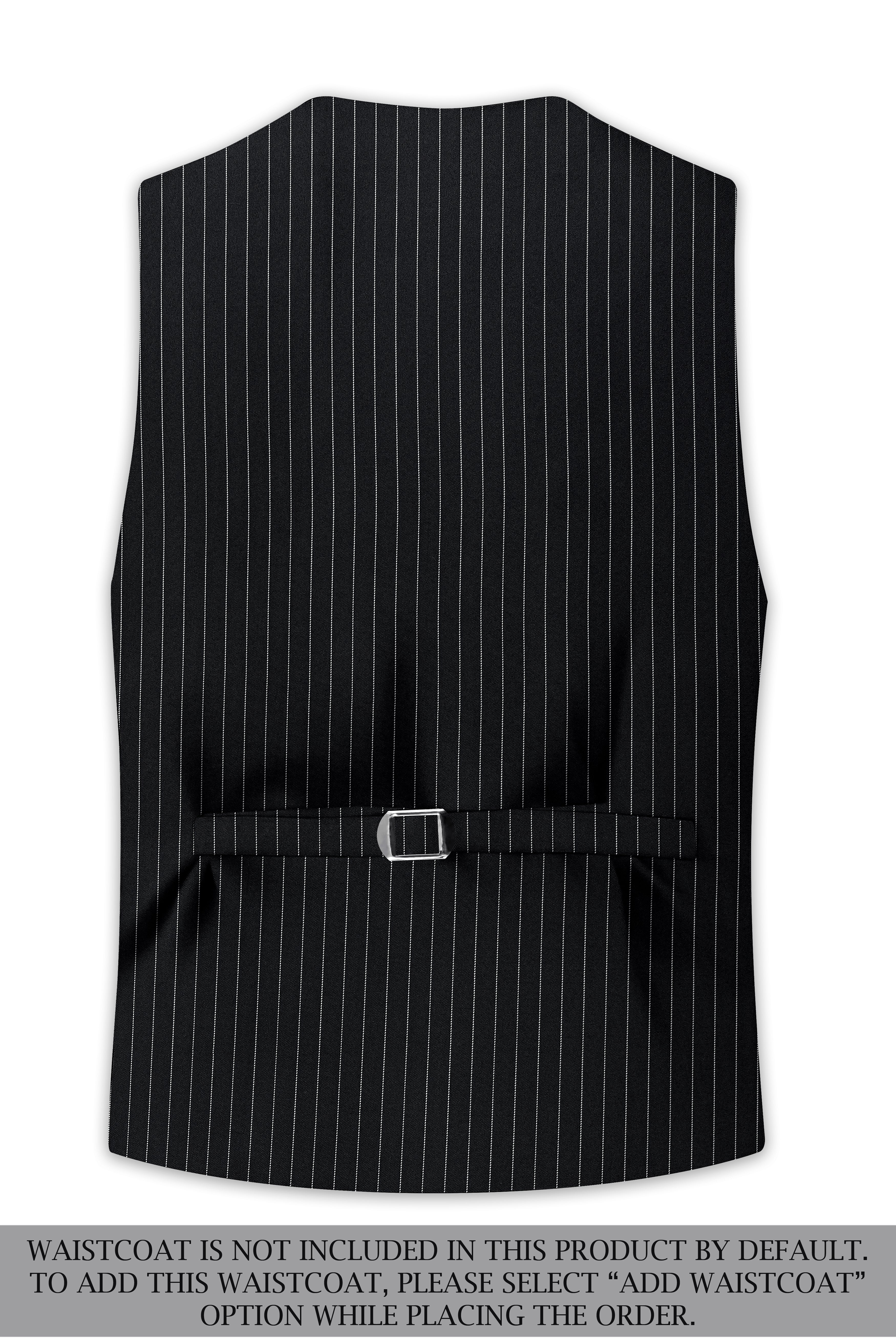 Strivon-Jade Black And Bright White Chalk Striped Wool Rich Slight Stretch Double Breasted Suit