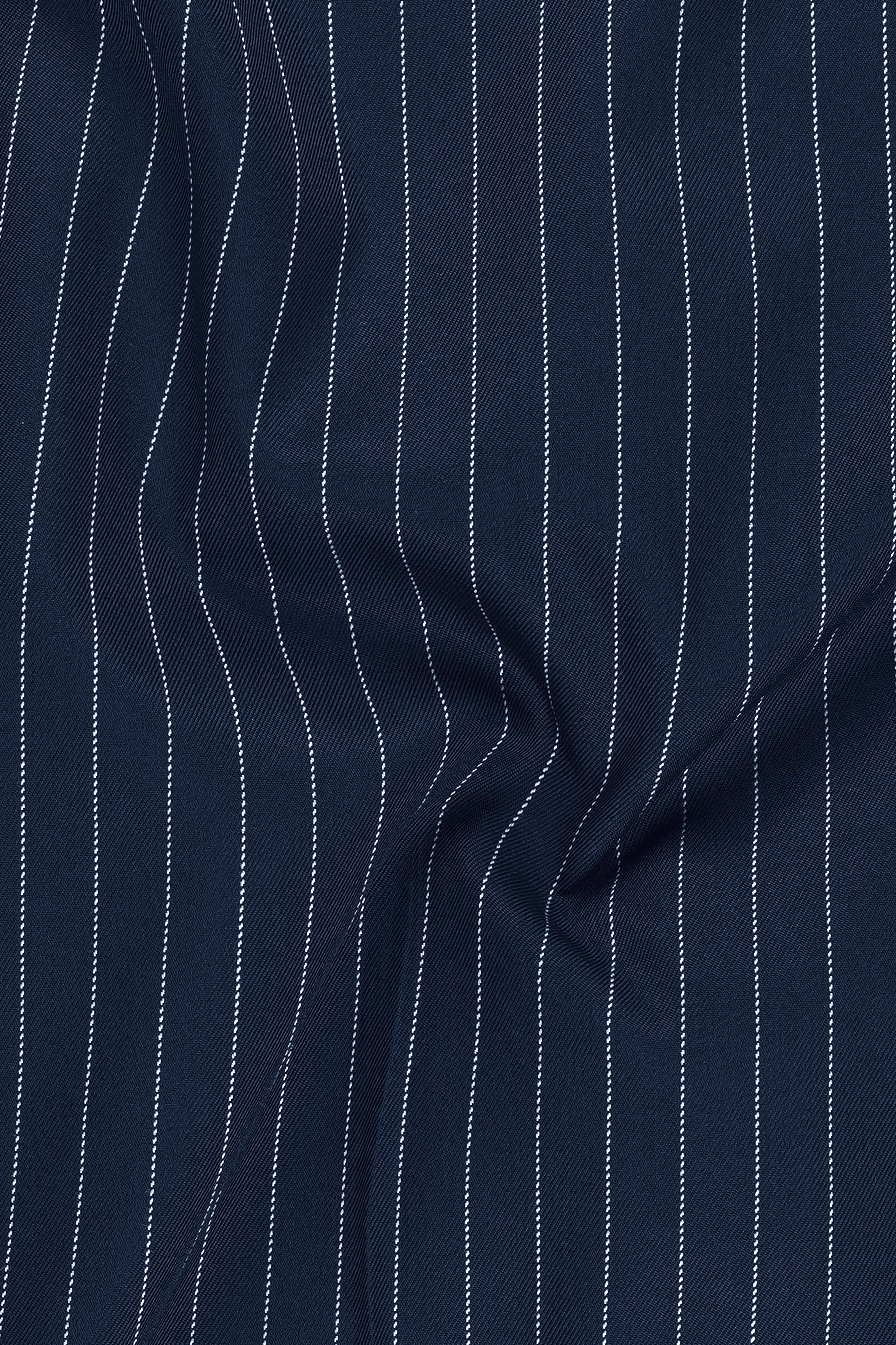 Veritus-Zodiac Blue And Bright White Chalk Striped Wool Rich Slight Stretch Double Breasted Suit