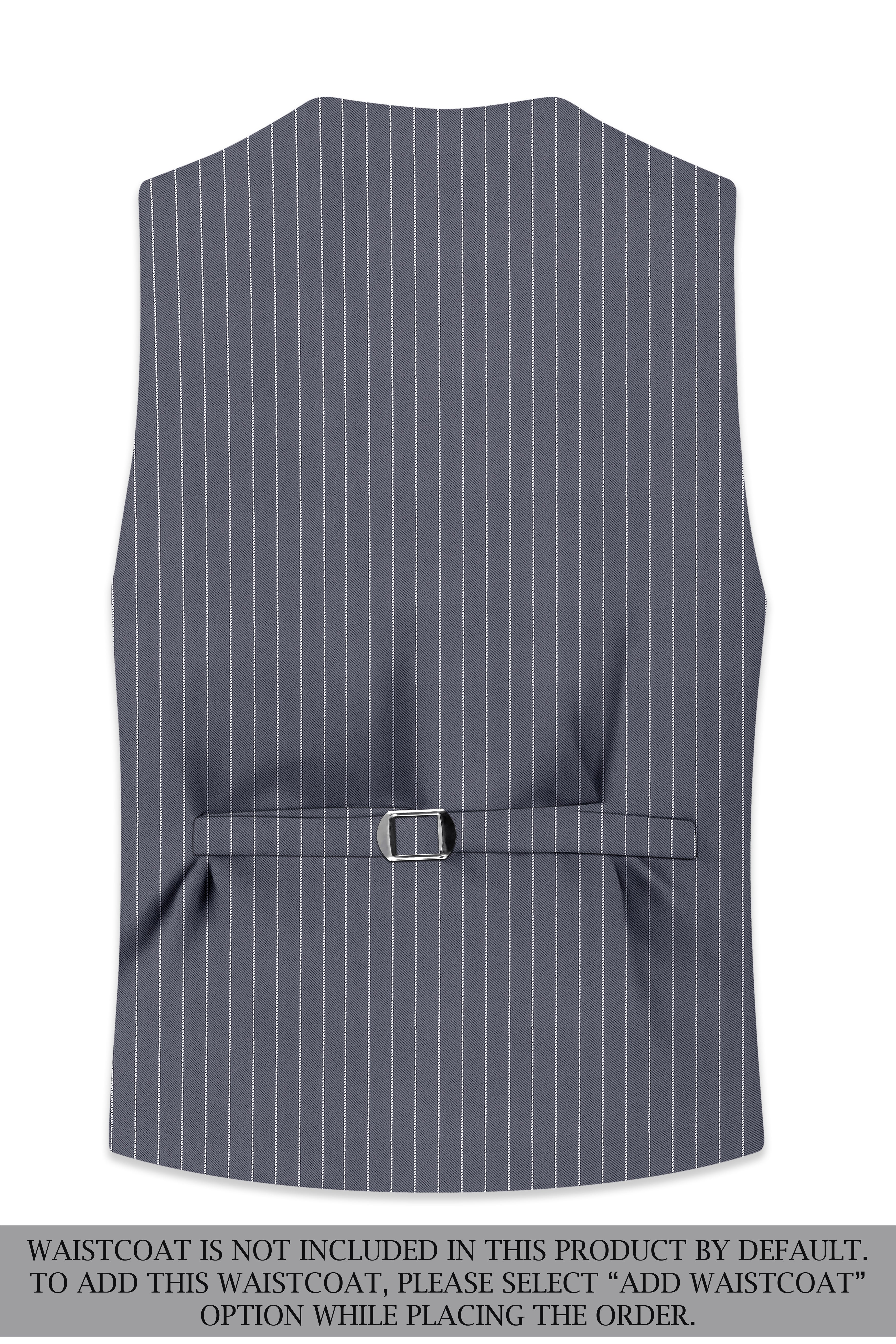 Monarch-Shark Gray And Bright White Chalk Striped Wool Rich Slight Stretch Double Breasted Suit