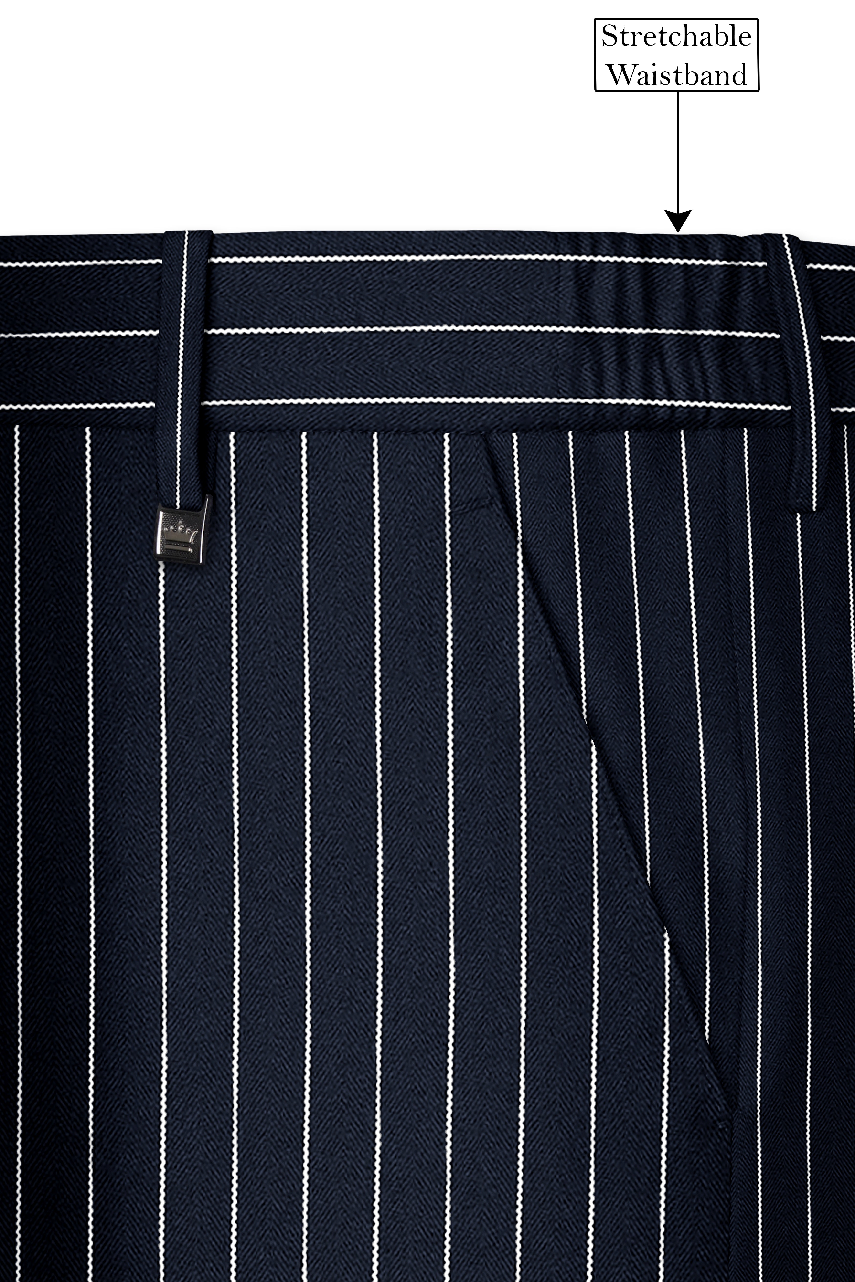 Echelon-Vulcan Blue Herringbone Striped Wool Rich Slight Stretch Double Breasted Suit