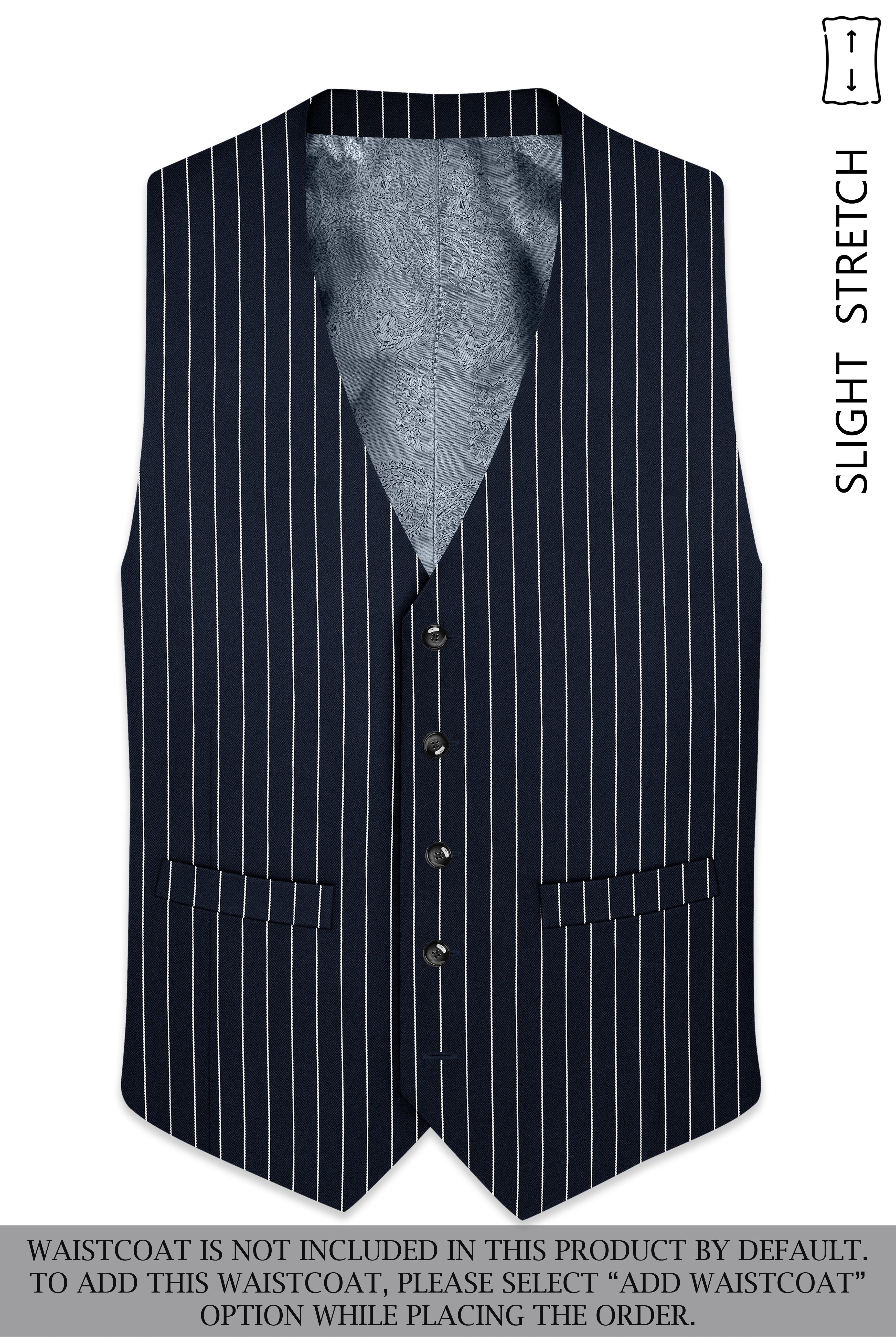 Echelon-Vulcan Blue Herringbone Striped Wool Rich Slight Stretch Double Breasted Suit