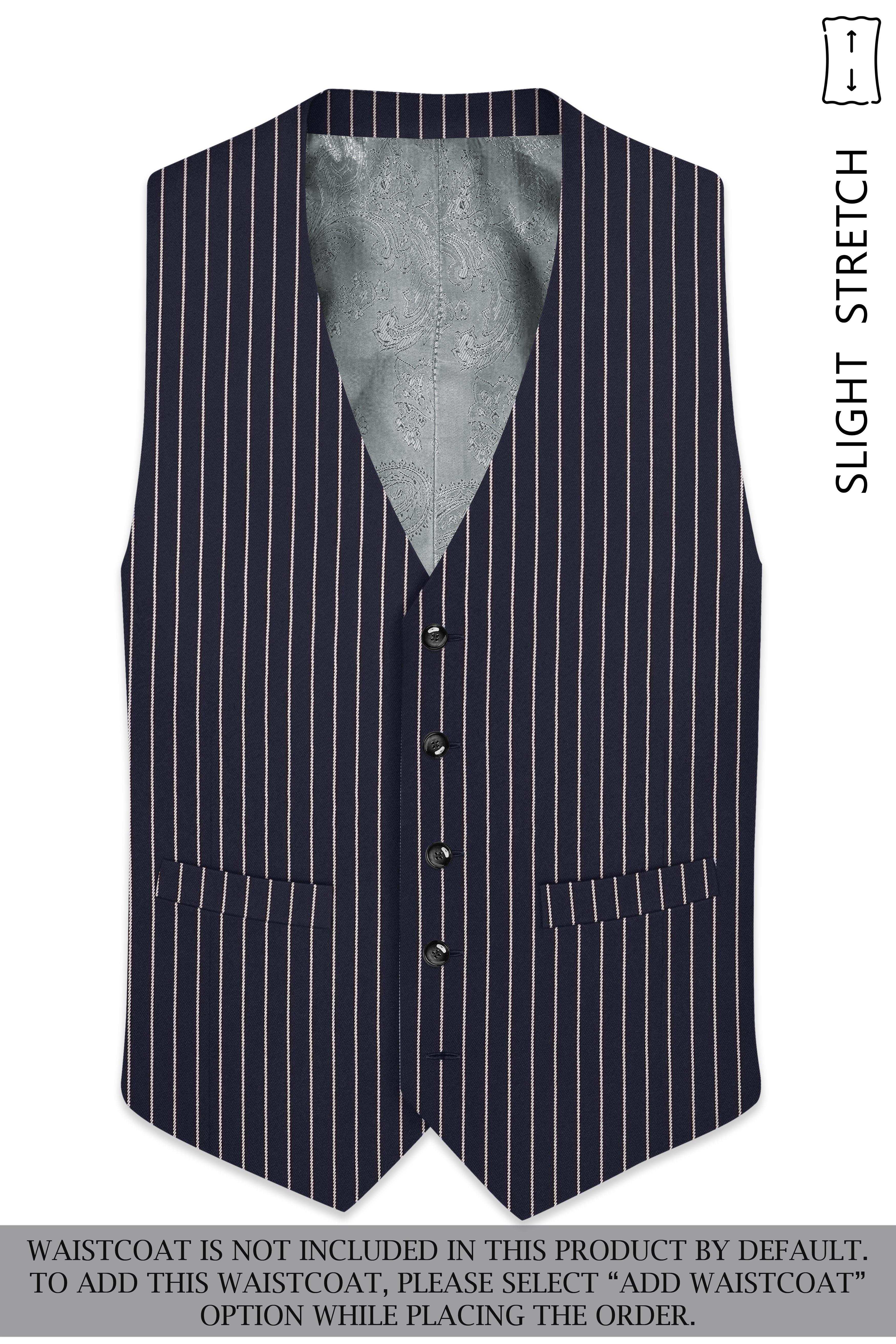 Maris-Baltic Sea Blue And Bright White Chalk Striped Wool Rich Slight Stretch Double Breasted Suit